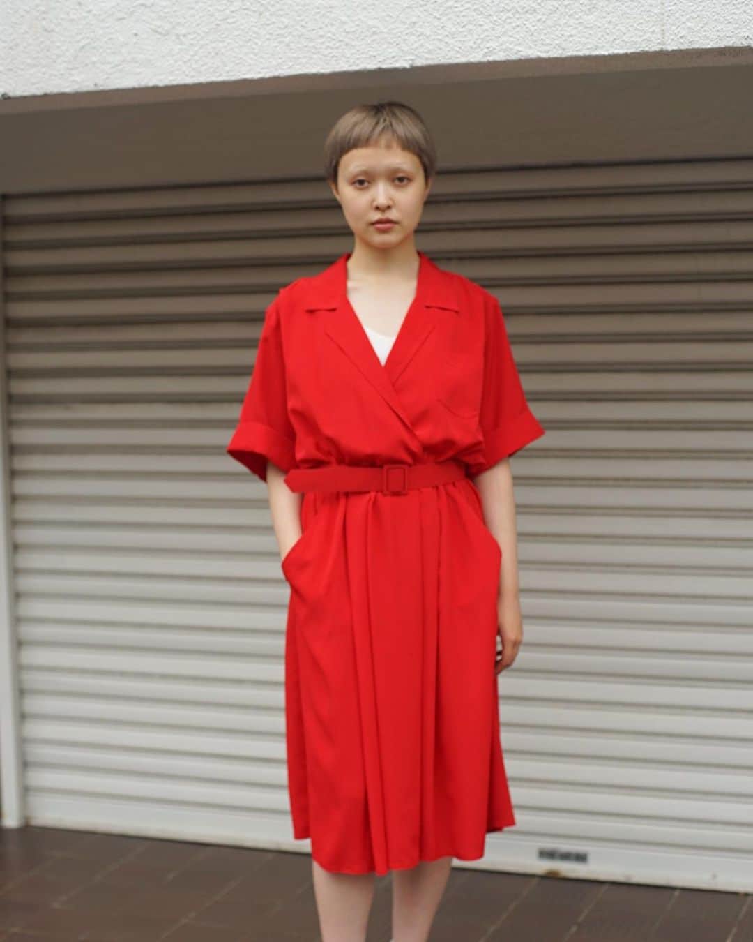 PUNK CAKEのインスタグラム：「❤️ NEW ARRIVAL ❤️ ☑︎ side button red dress  Now on sale ➡︎ ONLINE STORE   model / @momooka_koyoi」