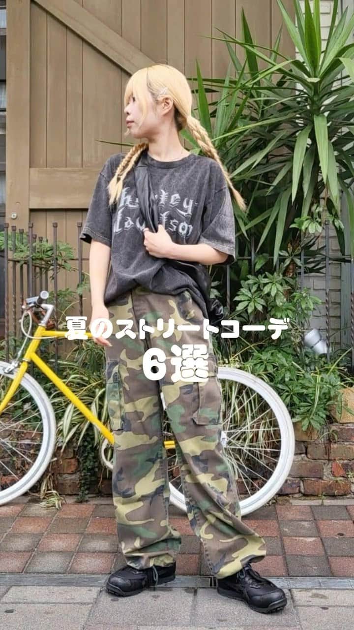 スピンズのインスタグラム：「夏のストリートコーデ6選👶🏻🫶🏻 是非参考にしてね👀💕 @spinns_official  ⁡ #𝗦𝗣𝗜𝗡𝗡𝗦 #スピンズ #夏コーデ #夏コーディネート #夏服コーデ #ボトム #脚出さないコーデ #ストリートコーデ #メンズライクコーデ #韓国ストリート #古着ミックスコーデ」