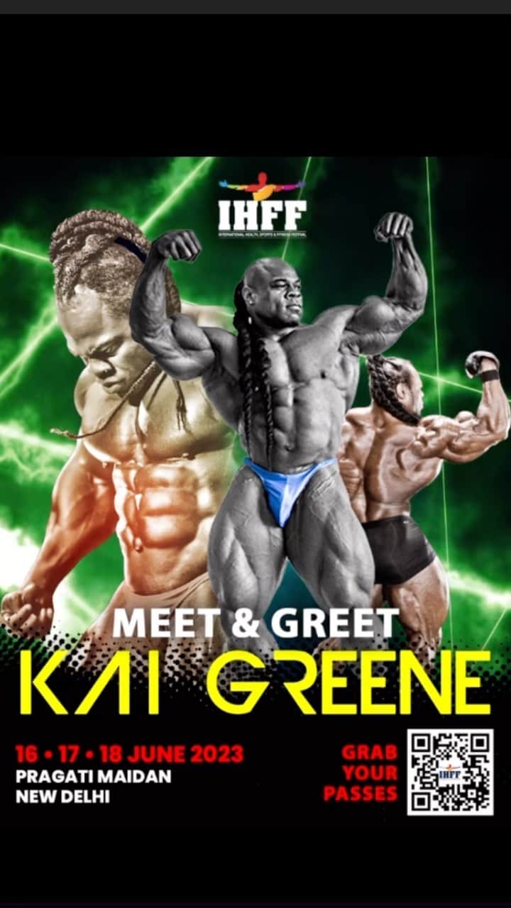 カイ・グリーンのインスタグラム：「INDIA! GET READY 🇮🇳 We’re just days away from the ultimate fitness extravaganza @ihff_expo & @sheruclassic June 16-18th! Mark your calendars, grab your tickets & make all the necessary arrangements because missing out on this is not an option! Join us for an electrifying experience filled with fitness, motivation, & even a little guest posing. Let’s create history together, spread the good word & let the world know! 🌎  @vivafitnessgo @chroniclesofkingkai  #KaiGreene #ThoughtsBecomeThings #ChroniclesOfKingKai」