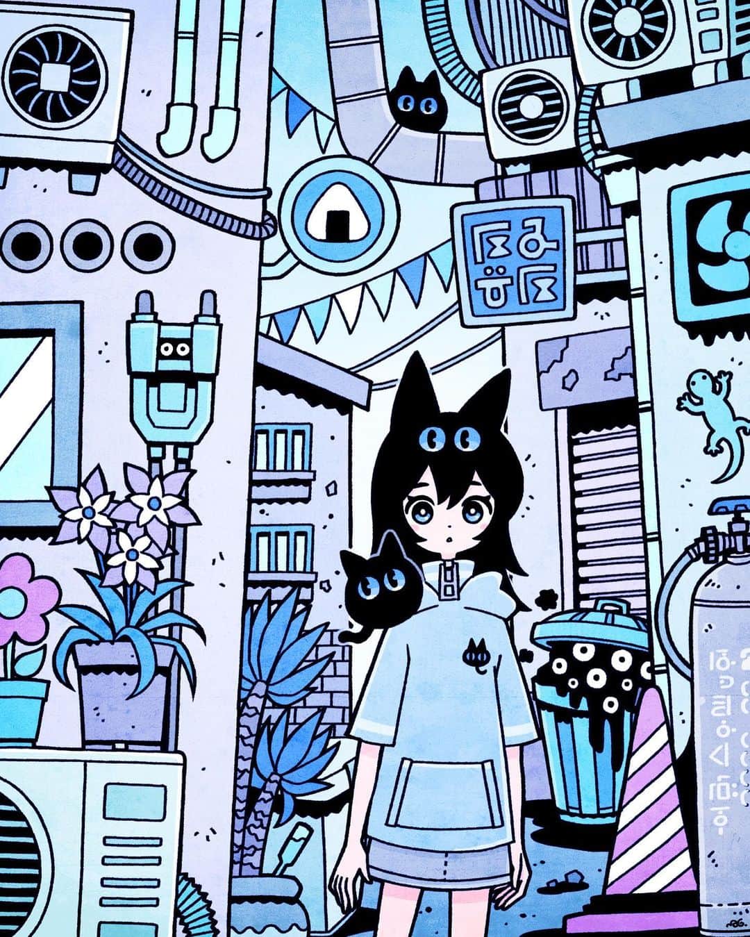 北極まぐのインスタグラム：「水色の季節／Light blue season  ▶︎お知らせ 原宿のTHE blank GALLERYさんにて開催されているTシャツのグループ展に参加しています！  GROUP EXHIBITION 「T-SHIRT TEN」 2023.6.13tue - 6.18sun 13:00-19:00 (最終日17:00まで)  10人のクリエーターによるTシャツの受注販売が開催されます！ギャラリーにてTシャツを展示し、会期中はオンラインショップでの販売も行います。 私は描き下ろし一点、既存の絵二点のTシャツを展示させていただきます！是非チェックしてみてください✌️ この絵が今回の描きおろしです✨  Tシャツは会場とオンラインショップで購入できます。  https://www.blank-koenji.com/online-shop  -------  Light blue season  ▶︎News We are participating in a group exhibition of T-shirts at THE blank GALLERY in Harajuku!  GROUP EXHIBITION T-SHIRT TEN 2023.6.13tue - 6.18sun 13:00-19:00 (until 17:00 on the last day)  T-shirts by 10 creators will be on sale for order! T-shirts will be exhibited at the gallery and sold at the online store during the exhibition. I will be exhibiting one newly drawn and two existing paintings on T-shirts! Please check it out: ✌️ This painting is a new drawing for this show✨.  T-shirts will be available at the venue and in the online store.  https://www.blank-koenji.com/online-shop  -------  #illustration #artwork #theblankgallery」
