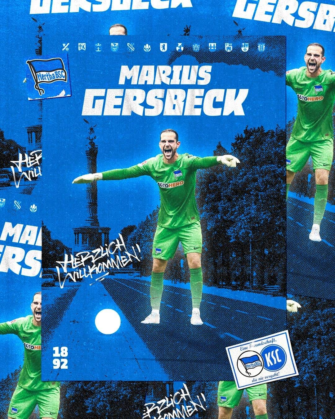 ヘルタ・ベルリンのインスタグラム：「Willkommen zu Hause! 💙 @mariusgersbeck_ kehrt vom @karlsruhersc zurück an die Spree & wird ab kommender Saison wieder mit unserer Fahne auf der Brust auflaufen! 😍 Schön, dass du wieder da bist! 🔵⚪️ . . #HaHoHe #HerthaBSC」