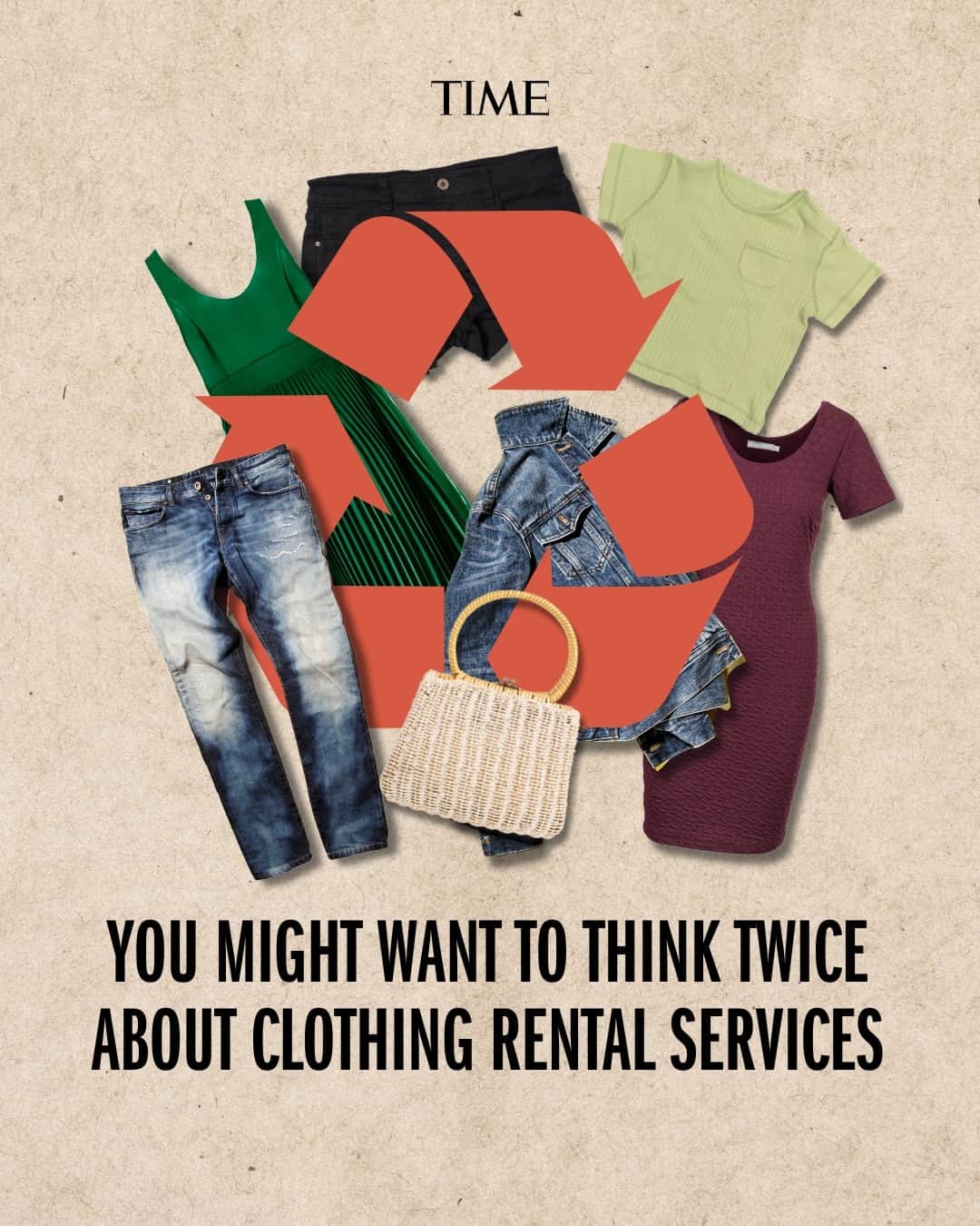 TIME Magazineのインスタグラム：「150,000 subscribe to Nuuly, a rental service operated by URBN, the parent company of brands including Anthropologie, Free People, and Urban Outfitters.   For just shy of $100 a month, customers get a regular influx of new clothing—and a chance to clear their consciences.  But are companies like Nuuly and Rent the Runway truly sustainable? At the link in bio, learn more about the clothing brands that push renting, reselling, and recycling, and how they actually fare for the environment.  Photo illustration by TIME; Getty Images」