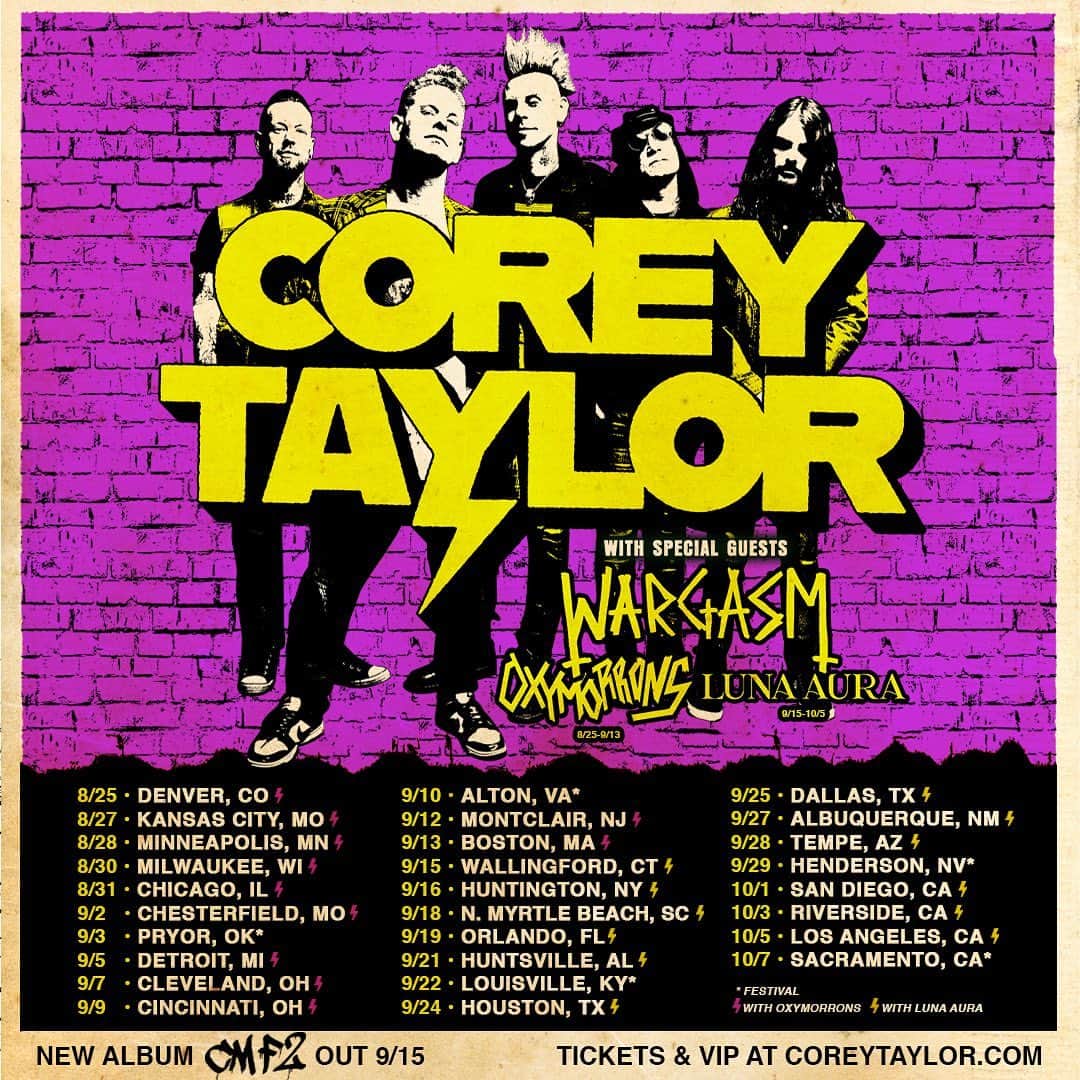 Stone Sourのインスタグラム：「Catch @coreytaylor on the road for the CMF2 Tour this Summer! Find a city near you + get tickets at coreytaylor.com.   Which #stonesour songs should he play? 🤔」
