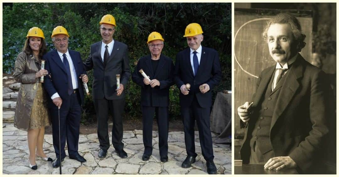 アルベルト・アインシュタインのインスタグラム：「Today on the campus of Hebrew University in Jerusalem was the groundbreaking ceremony for the "Einstein House," the world's largest Einstein museum with 85,000 documents, his Nobel Prize, and his original notes on the theory of relativity.  📸 Maxim Dinstein  @hebrewuniversity @amfriendshu」