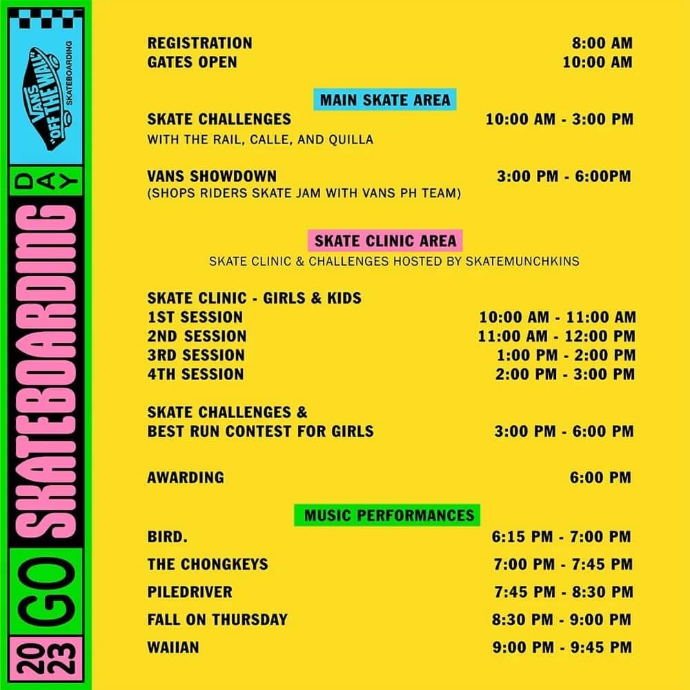 Vans Philippinesさんのインスタグラム写真 - (Vans PhilippinesInstagram)「3 days to go 'til the most anticipated #GoSkateboardingDay event of the year! Be sure you don't miss out on anything this June 17th!  Here are the complete program flow, schedule of activities, and some reminders. See you there!   This event is FREE and made possible of the following:  In partnership with our official partner @therailph and our official hydration partner @sippurifiedwater. Supported by @calle_ph @_quilla @sk8mnckns  Visit https://fb.me/e/urMK1IPy for more info.   #VansGoSkateboardingdDay2023 #VansSkate #vansphilippines」6月14日 19時30分 - vansphilippines