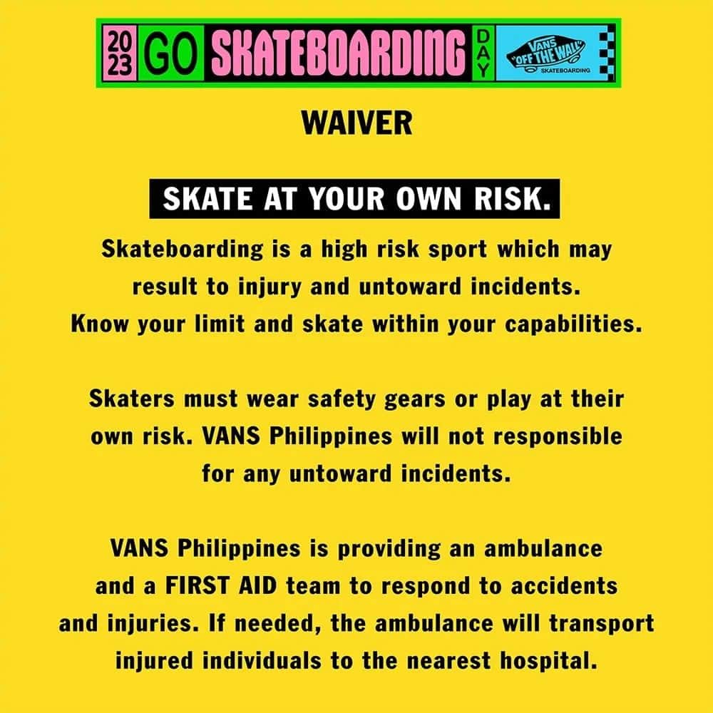Vans Philippinesさんのインスタグラム写真 - (Vans PhilippinesInstagram)「3 days to go 'til the most anticipated #GoSkateboardingDay event of the year! Be sure you don't miss out on anything this June 17th!  Here are the complete program flow, schedule of activities, and some reminders. See you there!   This event is FREE and made possible of the following:  In partnership with our official partner @therailph and our official hydration partner @sippurifiedwater. Supported by @calle_ph @_quilla @sk8mnckns  Visit https://fb.me/e/urMK1IPy for more info.   #VansGoSkateboardingdDay2023 #VansSkate #vansphilippines」6月14日 19時30分 - vansphilippines