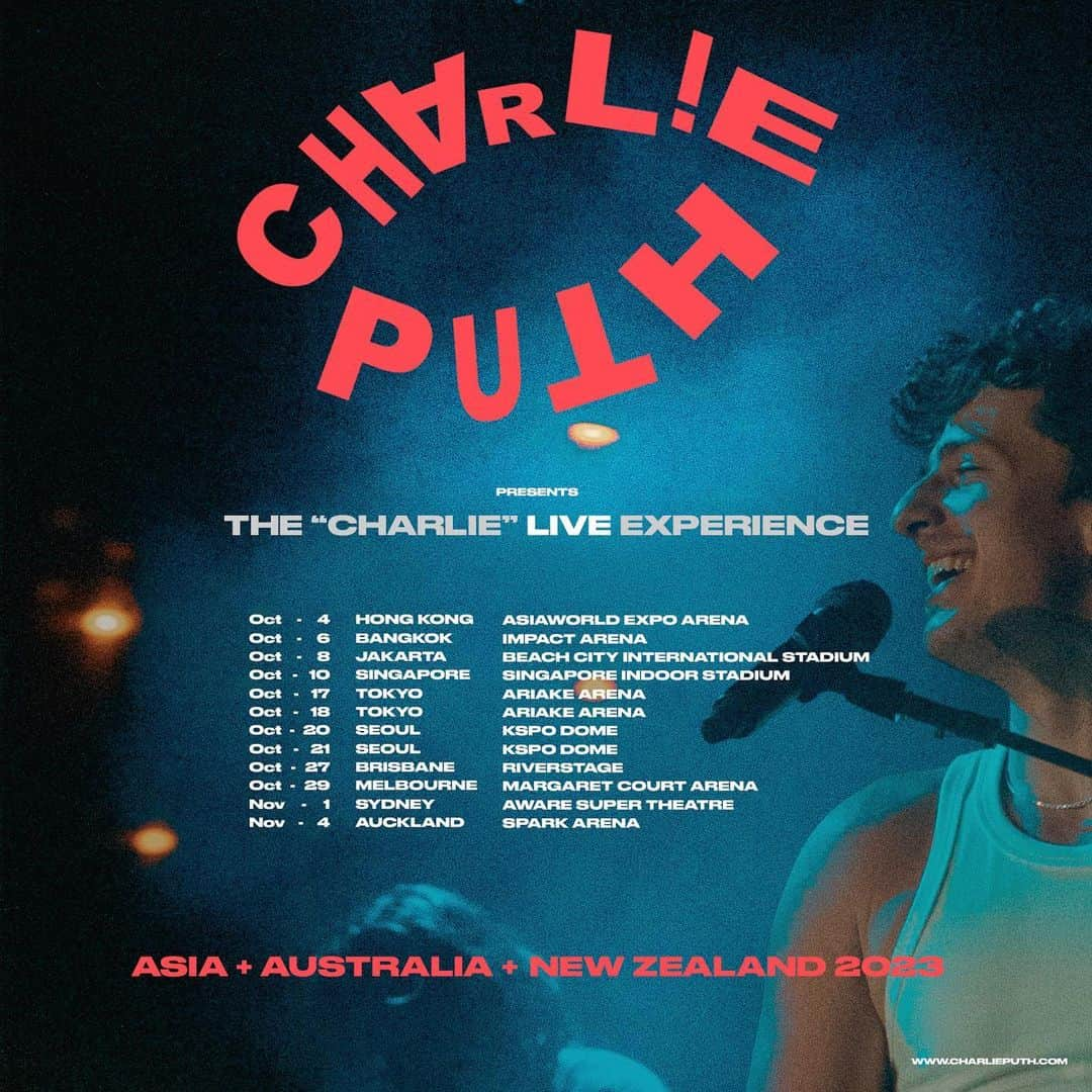 チャーリー・プースのインスタグラム：「Asia. Australia. New Zealand. Pre sale access if you're on my newsletter!」