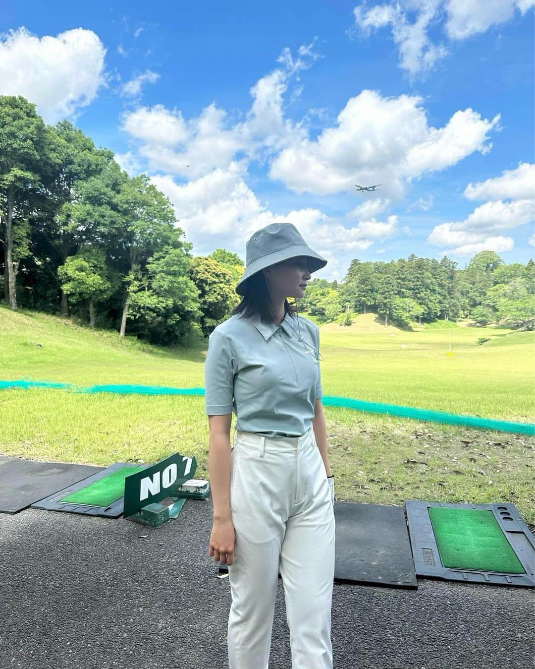 永尾まりやのインスタグラム：「先日のゴルフ⛳️  ウェアは上から下まで @byesquise」