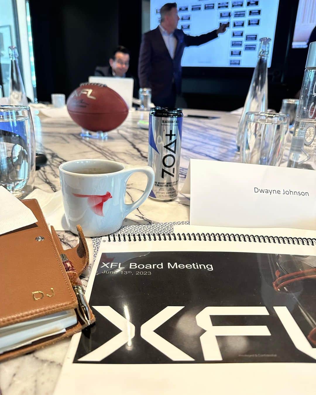 ドウェイン・ジョンソンのインスタグラム：「Extremely productive (7 hour) board meeting with our @XFL ownership and executive team today.   We achieved some nice successes in our first season and more importantly, we learned some valuable lessons as well. This is a gritty, passionate, powerhouse group 💯 dialed in to our XFL values and culture.   I couldn’t ask for better partners in this long game venture to grow the game of football.   We have great, strategic and innovative plans for our 2024 season.   Day by day, we’re building the  “League of Opportunity”   Thanks to all our XFL fans for your amazing support and see ya on the field 🙏🏾👊🏾  #XFLBoardMeeting @XFL Ownership  RedBird Capital ESPN Walt Disney Company」