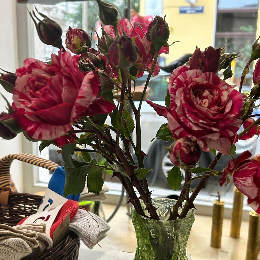 ロサモサさんのインスタグラム写真 - (ロサモサInstagram)「We welcome you with flowers 💐 ‼️ + At our Vienna shop we love fresh flowers of all sorts, depending on the season. These pretty socks are from anyo.socks , exceptionally cool cotton socks, made in 🇯🇵! + *1 Naschmarkt roses with old school stripes *2 today‘s buquet out of Lilly‘s garden *3 see *1 *4 seasonal cornflowers *5 at our post+cherry+blossom+party + pass by today Wed 12-18:00 + #rosamosa #rosamosavienna #wien #viennafashion #madeinvienna #japanesesocks #vienna #freihausviertel #schleifmühlgasse #wieden #1040 #loveislove」6月14日 15時30分 - rosamosavienna