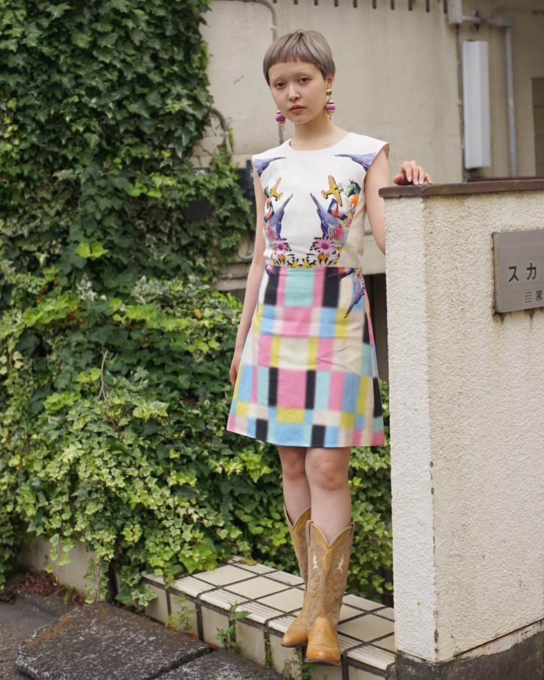 PUNK CAKEさんのインスタグラム写真 - (PUNK CAKEInstagram)「✈️ NEW ARRIVAL ✈️ ☑︎ collage & mosaic check dress  Now on sale ➡︎ ONLINE STORE   model / @momooka_koyoi」6月14日 16時50分 - punk_cake