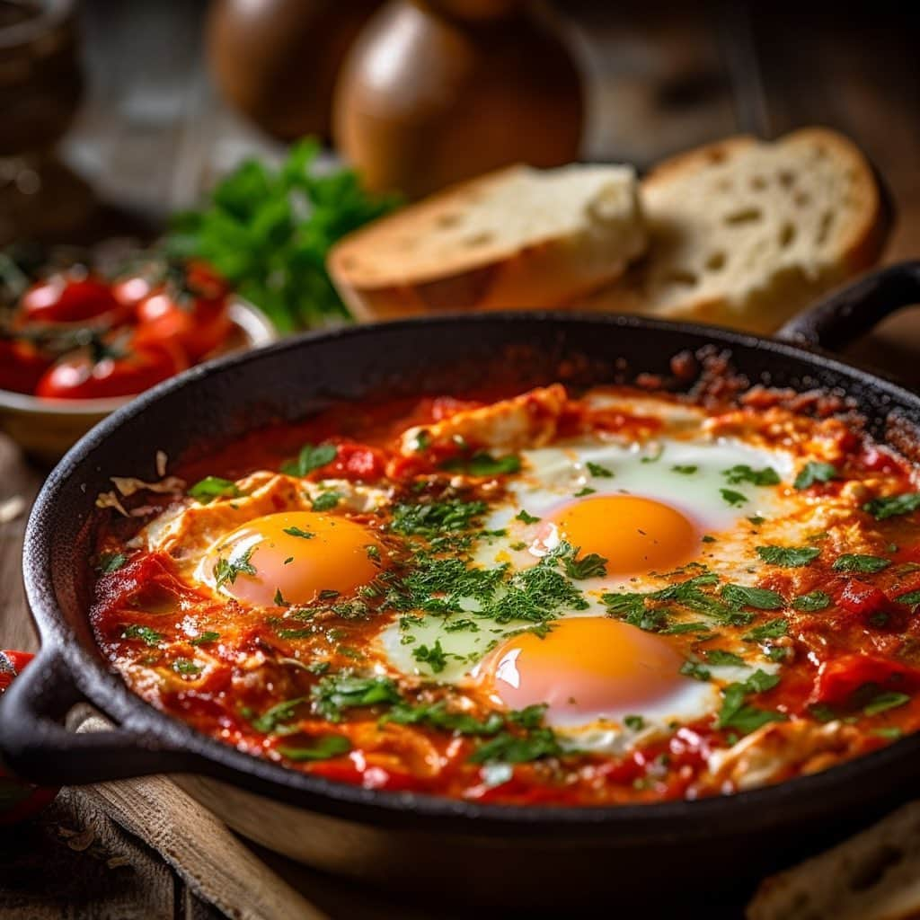 クリス・ハートのインスタグラム：「Delighting in the pure joy of a good meal today. On the menu? Shakshuka - a stunning Middle Eastern classic. It's all about poached eggs nestled in a tangy tomato and bell pepper sauce, served straight from the pan. A burst of flavor in every bite! And what's better? Sharing it with the ones you love. Good food, good mood! #FoodieJoy #ShakshukaLove #ComfortFood  今日は美味しい食事の純粋な喜びを楽しんでいます。メニューには何があるでしょう？それはシャクシュカです、中東の名物ですね。これは、鮮やかなトマトとピーマンのソースで卵をポーチしたもので、そのままフライパンから出していただきます。一口食べるとフレーバーが広がります！そして、それを愛する人と共有することが何よりも良いです。美味しい食べ物、良い気分！ #食事の喜び #シャクシュカ大好き #心地良い食事」