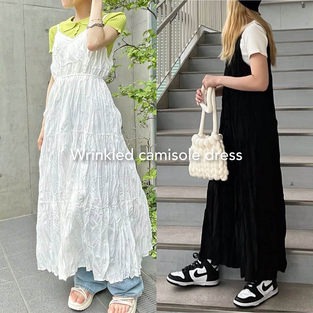 スピンズのインスタグラム：「\ 𝗡𝗲𝘄 𝗶𝘁𝗲𝗺 / ✿シワ加工キャミソールワンピース/キャミワンピ ￥𝟯,𝟴𝟱𝟬 𝘁𝗮𝘅 𝗶𝗻 ⁡ 夏コーデに欠かせないキャミワンピース💙 シワ加工のデザインで古着との相性も抜群！ 取り外しが可能なウエストリボン付きも嬉しいポイント〇 ⁡ 今回ご紹介したアイテムは 全国の𝗦𝗣𝗜𝗡𝗡𝗦店舗 𝗼𝗿 𝗦𝗣𝗜𝗡𝗡𝗦 𝗪𝗘𝗕 𝗦𝗧𝗢𝗥𝗘 にて購入できるので是非チェックしてね✍🏻✨ ⁡ #𝗦𝗣𝗜𝗡𝗡𝗦 #スピンズ #𝗼𝗼𝘁𝗱 #スタッフスナップ #𝗦𝗣𝗜𝗡𝗡𝗦スタッフ #プチプラコーデ #きょコ #春コーデ #春服 #夏コーデ #夏服 #キャミワンピ #キャミワンピース #レイヤードコーデ #ワンピースコーデ」