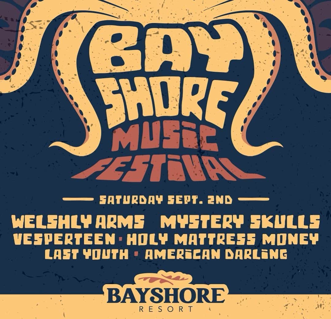 ミステリー・スカルズのインスタグラム：「Excited to be playing Bay Shore Music Festival in Ohio ! Tickets are on sale now @saucybrewworks  #mysteryskulls」