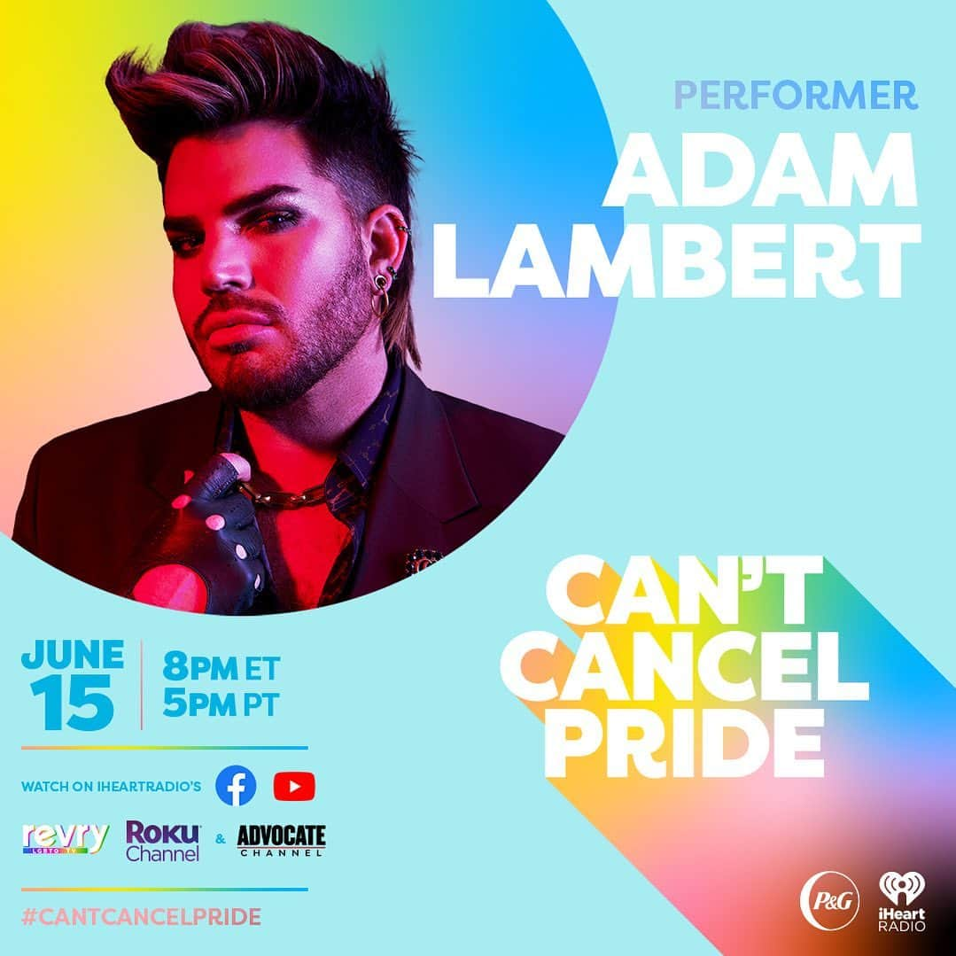 アダム・ランバートさんのインスタグラム写真 - (アダム・ランバートInstagram)「So excited to be a part of this year’s @iheartradio @proctergamble #CantCancelPride! Catch the show on June 15th at 8pm ET / 5pm PT on iHeartRadio’s Facebook & YouTube, @RevryTV, @TheRokuChannel and on @AdvocateChannel on as we raise funds for some incredible organizations! 🌈✨」6月15日 3時57分 - adamlambert