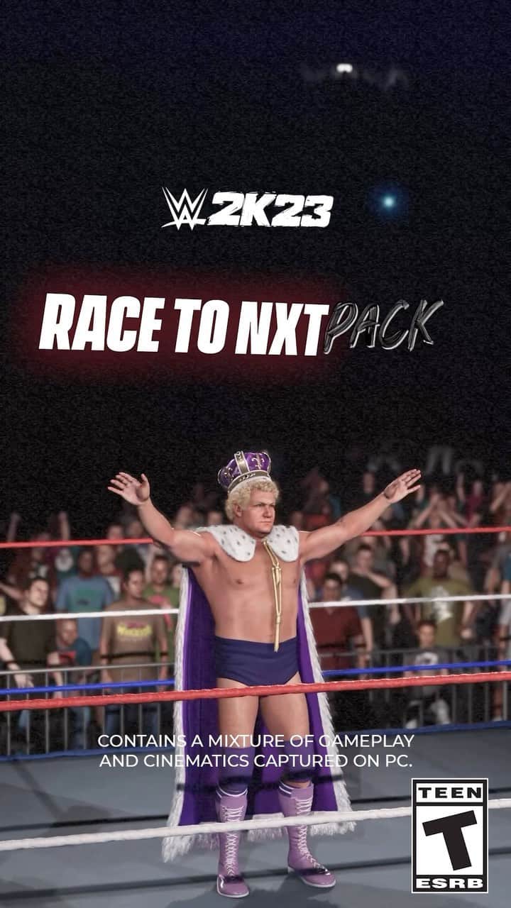2Kのインスタグラム：「The Race to NXT Pack is LIVE! 🏁  Dive off the top rope and play as @tonydangelo_wwe, Harley Race, @ivynile_wwe, @therealestwendy, and @trickwilliams_wwe now, only in #WWE2K23!  Grab the season pass today! Link in bio.」