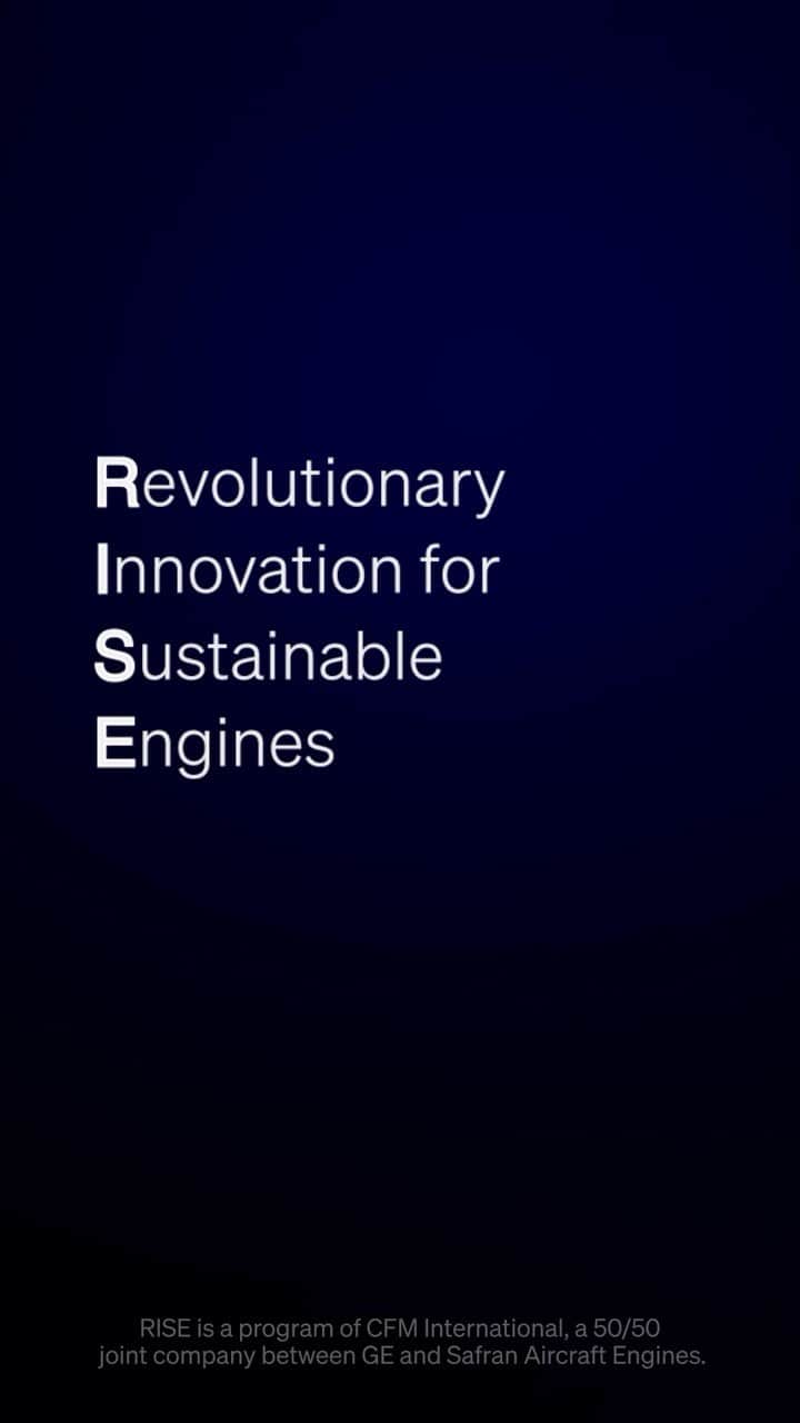GeneralElectricのインスタグラム：「#DYK CFM’s Revolutionary Innovation for Sustainable Engines (RISE) program aims to develop new technologies compatible with 100% Sustainable Aviation Fuel (SAF) and hydrogen. Learn more and join us on the ground at #ParisAirShow2023 in exactly 5️⃣ days. 🗓️」