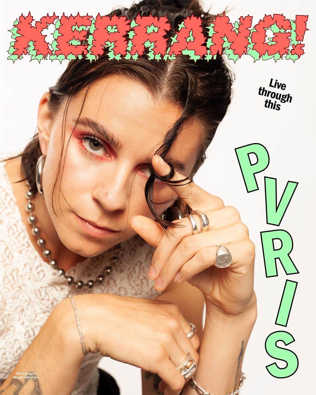 Kerrang!のインスタグラム：「Kerrang! Cover Story 💚  “You constantly kill off different versions of yourself”  Next month, PVRIS return with EVERGREEN, a brilliant new album. And a hyper-candid one at that. Kerrang! joins Lyndsey Gunnulfsen as she gets to grips with, well, Lyndsey Gunnulfsen…  Read the interview now at the link in bio 🔗  ✍️: @george_garner8 📸: @meganwinstonephoto 🎨: @aledsavedlatin  #kerrangcoverstory」