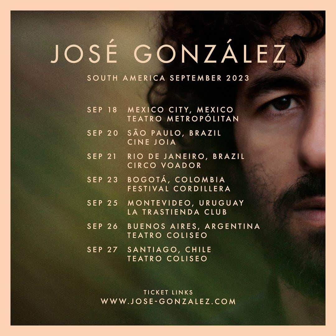 ホセ・ゴンザレスさんのインスタグラム写真 - (ホセ・ゴンザレスInstagram)「I’m excited to announce a tour of Mexico City and South America this September!  Tickets will be available by artist presale tomorrow, June 15th, at 10am with the code ‘local’ ✨」6月15日 0時00分 - jose.gonz.music