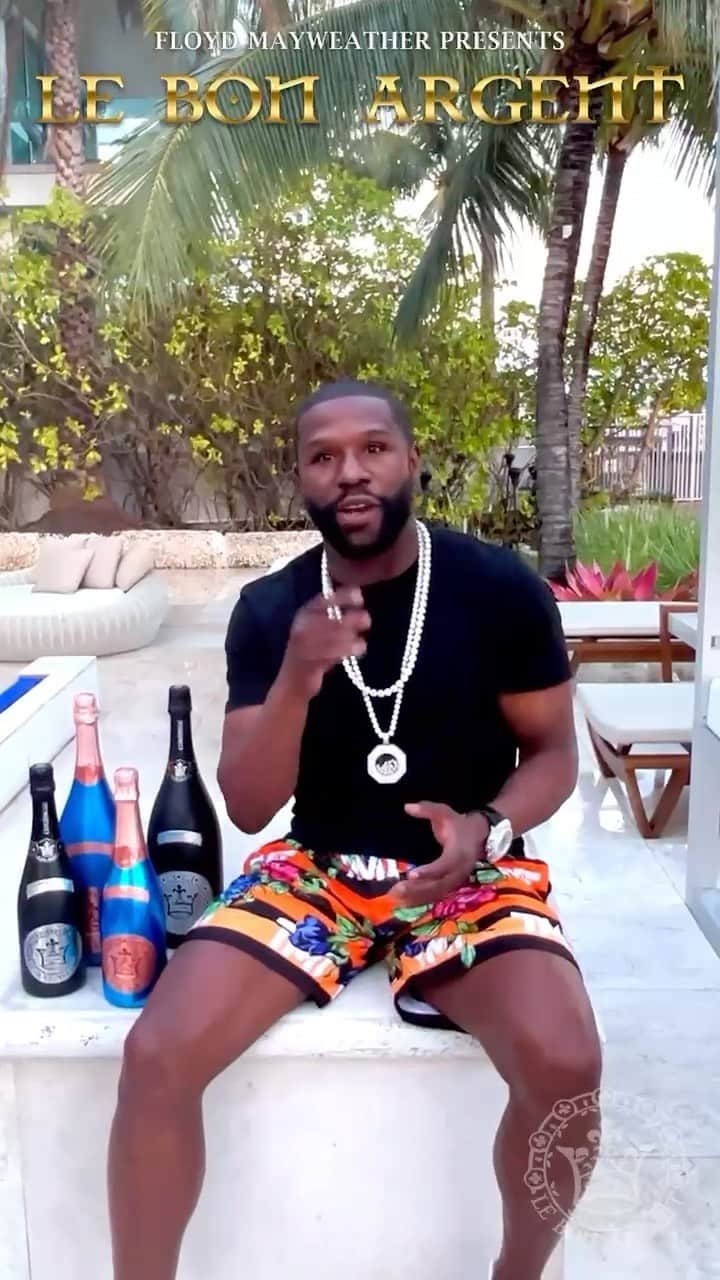 フロイド・メイウェザー・ジュニアのインスタグラム：「@lebonargent - Drink GOOD with Le Bon Argent, my new champagne coming soon worldwide. Stay Tuned!! @sgwinespirits」