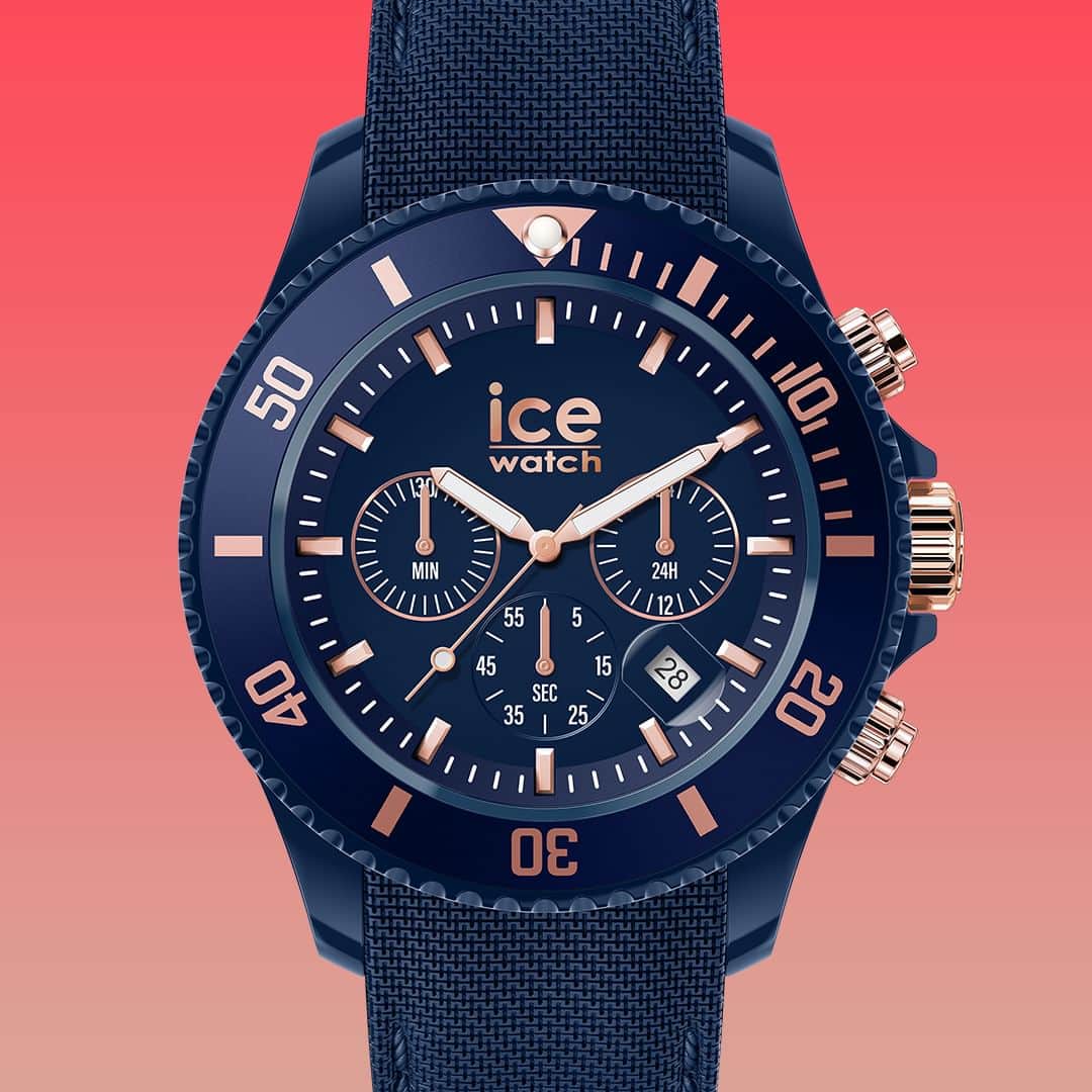 アイスウォッチのインスタグラム：「Enhance your wrist with the ICE chrono 🔵🔴  #icewatch #icechrono #blue #rosegold #sportive #robust #style」