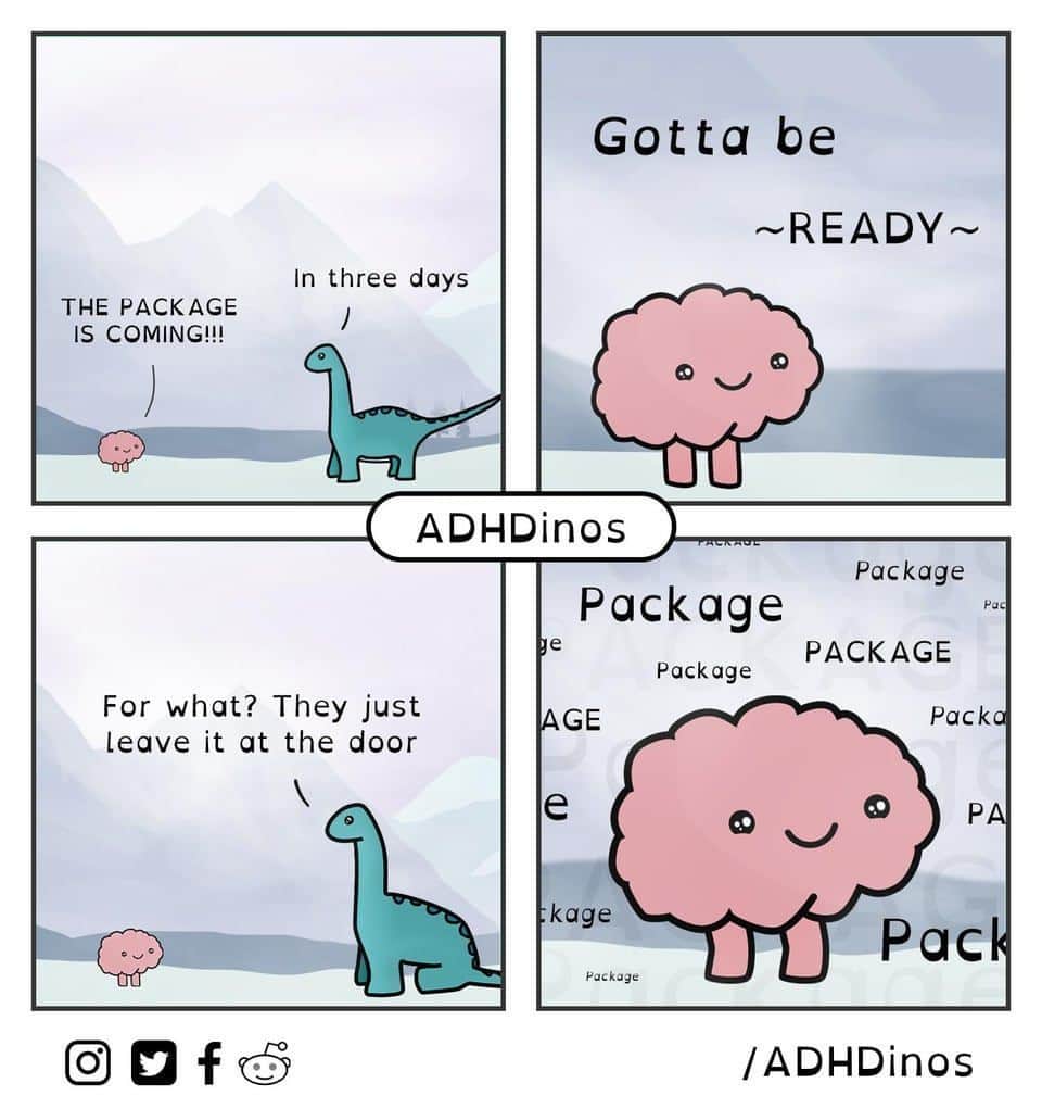 9GAGさんのインスタグラム写真 - (9GAGInstagram)「*checks the tracking info every 5 minutes* ✍🏻 @adhdinos  - #comic #package #onlineshopping #dellivery #brain #9gag」6月15日 7時00分 - 9gag