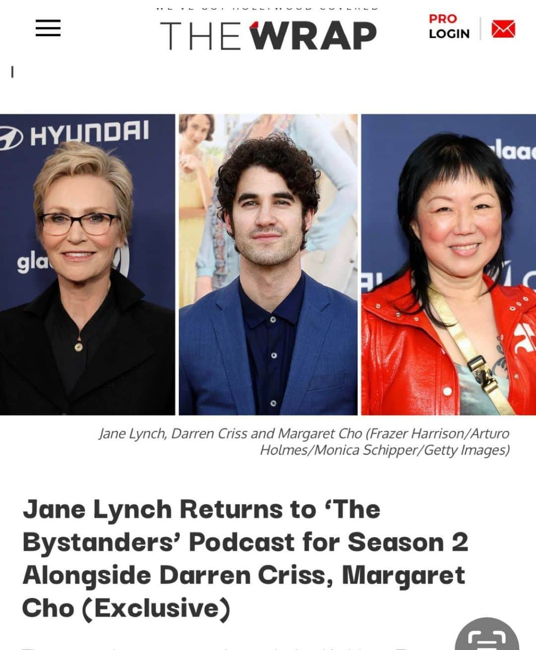 ジェーン・リンチのインスタグラム：「Drops June 22! #thebystanderspodcast」