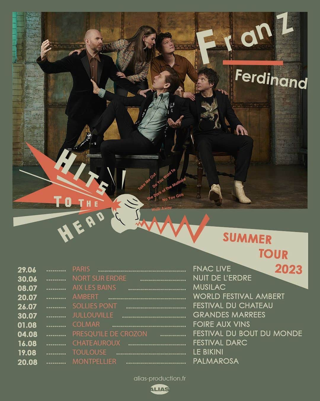 フランツ・フェルディナンドのインスタグラム：「We are coming back to France for some shows this summer and we'd love to see you there.   Tickets available from our website: franzferdinand.com.」