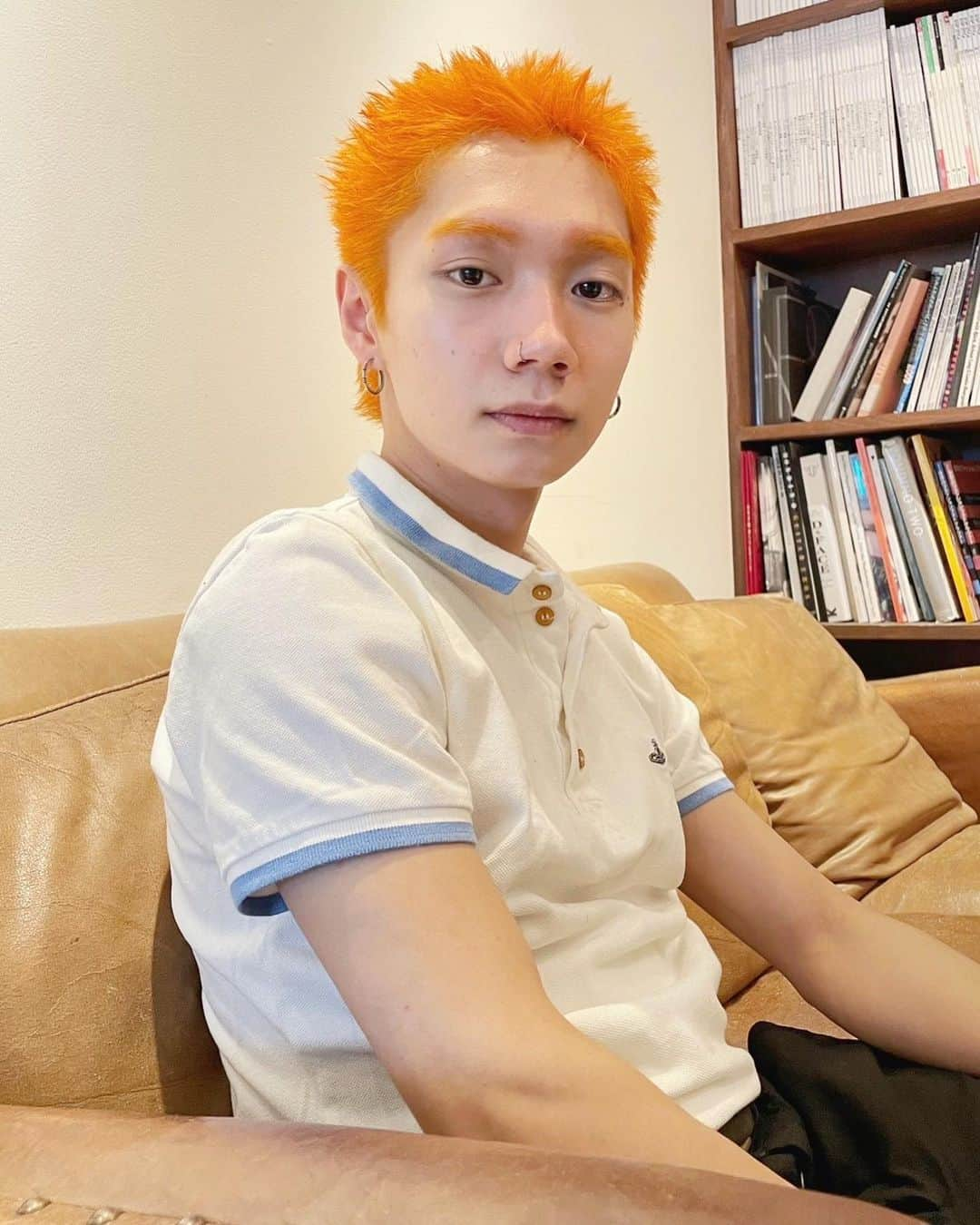 veticaさんのインスタグラム写真 - (veticaInstagram)「orangeの ベリーショート🍊  赤みのない yellowよりのorange  hair @vetica_andoryu   #メンズハイトーン #オレンジカラー #ハイトーンオレンジ #ベリーショート #バズカット」6月15日 22時28分 - veticatokyo