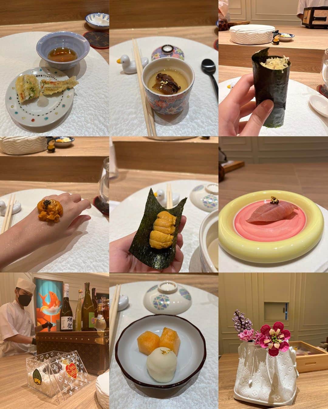 フォン＝サナンタチャット タナパットピサーンさんのインスタグラム写真 - (フォン＝サナンタチャット タナパットピサーンInstagram)「ปาใจให้ร้านนี้รัวๆ 💖💖💖 @kenshobangkok สาวก omakase ต้องมาค่า เชฟเรียงรสชาติของแต่ละคำได้ดีมาก อร่อยทุกคำ ร้านตกแต่งน่ารักมากๆ เหมือนเป็น Art gallery ฝนมองเพลินมาก ถ่ายรูปก็สวยสุดๆ ⭐️⭐️⭐️⭐️⭐️ #fonxtable  .  Total look @gentlewomanstore」6月15日 22時31分 - sananthachat