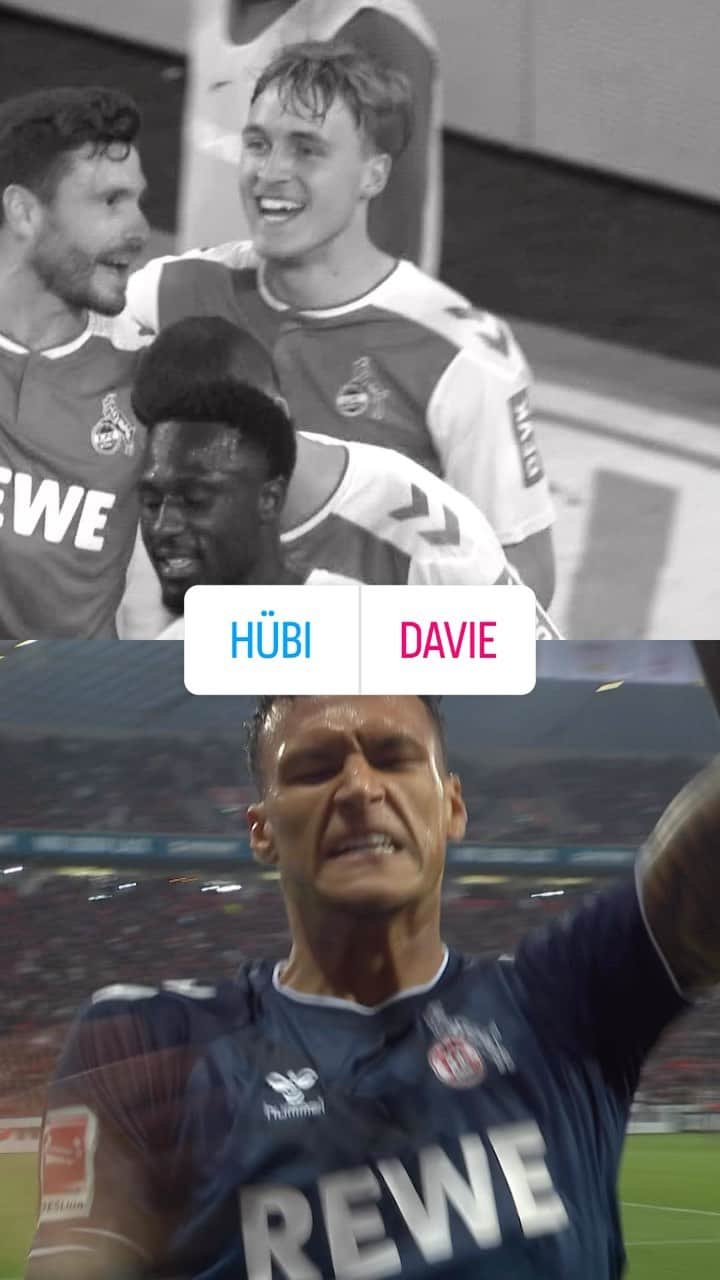 1.FCケルンのインスタグラム：「𝙜𝙤𝙖𝙡 𝙤𝙛 𝙩𝙝𝙚 𝙨𝙚𝙖𝙨𝙤𝙣 ⚽️🗳️  Das letzte Duell der ersten Runde! Hübi gegen Davie 😮‍💨 Stimmt ab! #effzeh」