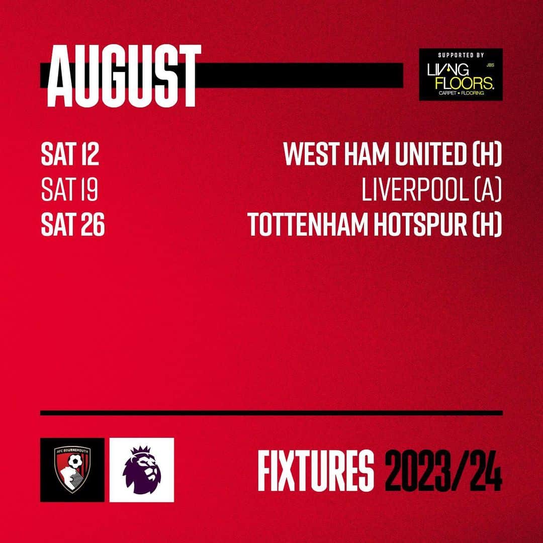 AFCボーンマスさんのインスタグラム写真 - (AFCボーンマスInstagram)「Our 2023/24 fixtures are here ✅  Which games are you looking forward to the most? 🙌」6月15日 17時00分 - afcb