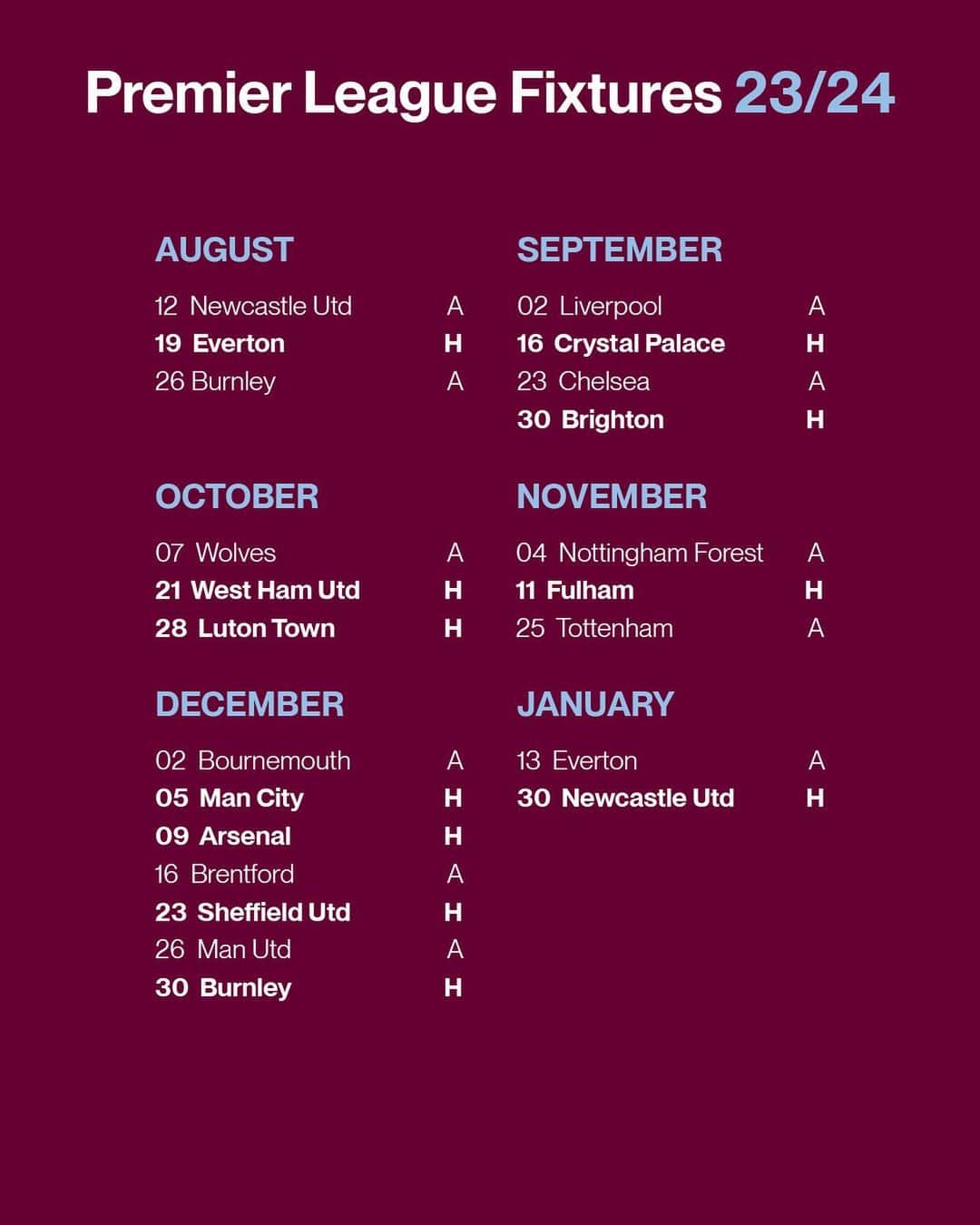アストン・ヴィラFCさんのインスタグラム写真 - (アストン・ヴィラFCInstagram)「This is our full fixture list for the 2023/24 Premier League season. 🙌」6月15日 17時00分 - avfcofficial
