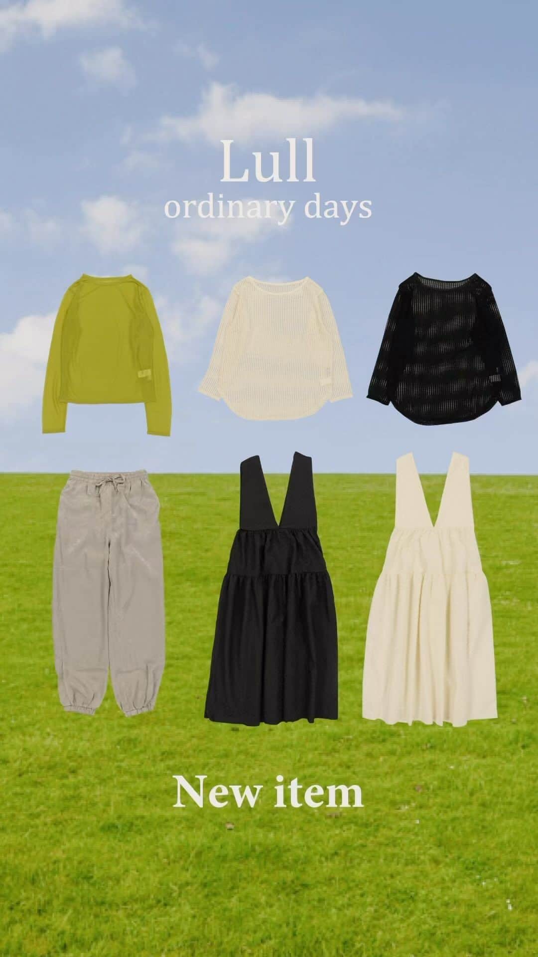 スピンズのインスタグラム：「SPINNSのインブランド #Lull の新作アイテムをご紹介🌷🤍 ⁡ ✿シンプルシアーカットソー ¥3,080 tax in ︎✿マルチウェイメッシュトップス ¥3,080 tax in ︎✿サテンジョガーパンツ ¥4,950 tax in ︎✿ミリタリーショートベスト ¥4,180 tax in ︎✿ジャガードVカットティアードワンピース ¥6,050 tax in ︎✿ジャガードタイトスカート ¥3,850 tax in ⁡ #𝗦𝗣𝗜𝗡𝗡𝗦 #スピンズ #夏コーデ #夏コーディネート #夏服コーデ #大人カジュアル #カジュアルコーデ」