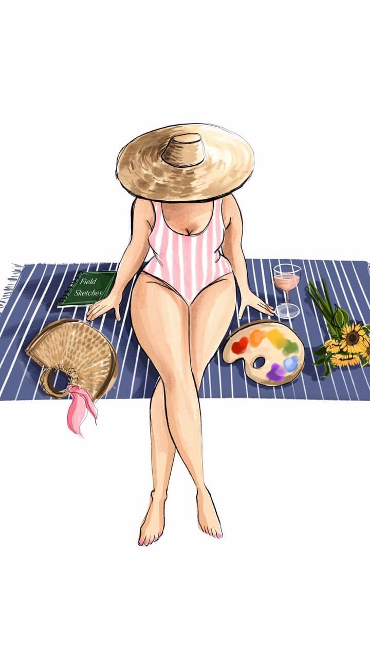 Holly Nicholsのインスタグラム：「The Artist’s Escape 🎨 🇧🇲 sketching at the @princessbermuda #princessbermuda #bermuda #bda #fashionillustration #asmr #relaxing #illustration」