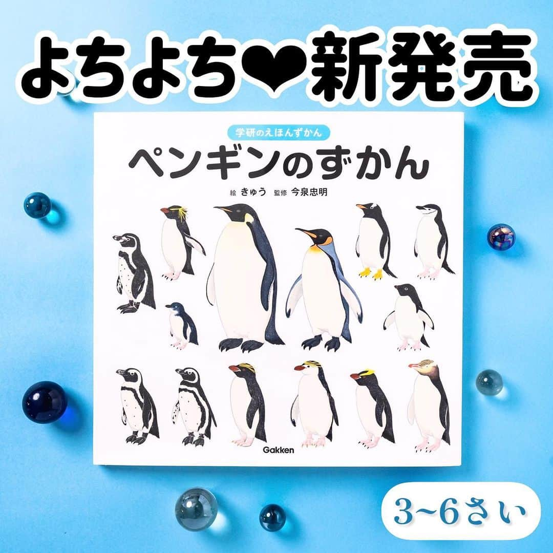 学研ゼミ【公式】のインスタグラム：「＼新発売／かわいくてすごい！ペンギンのひみつ🐧 大好評・学研のえほんずかんに新作登場   ユニークな１テーマを、 絵本のように 温かみがある美しいイラストで、 図鑑のように くわしく知ることができる 新シリーズ「学研のえほんずかん」。   このたび、最新作「 #すもうのずかん 」と 同時に発売されるのが、 こちらの『 #ペンギンのずかん 」です🐧 　 🐧リアルかわいいペンギンのイラスト ペンギン大好きイラストレーター・ #きゅう さんの リアルなイラストが、なんと400点。 よちよちのひなもいっぱいです♪   🐧監修は動物学者の #今泉忠明 先生、 #コウテイペンギン と #オウサマペンギン #フンボルトペンギン と #ケープペンギン など、 似ているペンギンの見分け方も紹介します。   🐧どうして白黒模様なの？ 南極以外にもペンギンはいるの？ など、ペンギンのことが詳しくわかる！ ペンギンの種類全18種を掲載し、 泳ぐ様子、歩く様子、子育てなど さまざまな生態を紹介しています。   かわいいだけじゃない、 実はすごいペンギンの 能力や特徴もわかります💡   この本で ペンギンの特徴をしっかり確認すれば、 #水族館 や #動物園 に行ってみたくなるかも？ ペンギンの生態をくわしく、 そしてとびきりかわいく紹介する一冊です✨   『 #学研のえほんずかん　#ペンギンのずかん』 おすすめの年齢：３歳～６歳 #Gakken #学研の絵本 #絵本 @gakken_ehon」