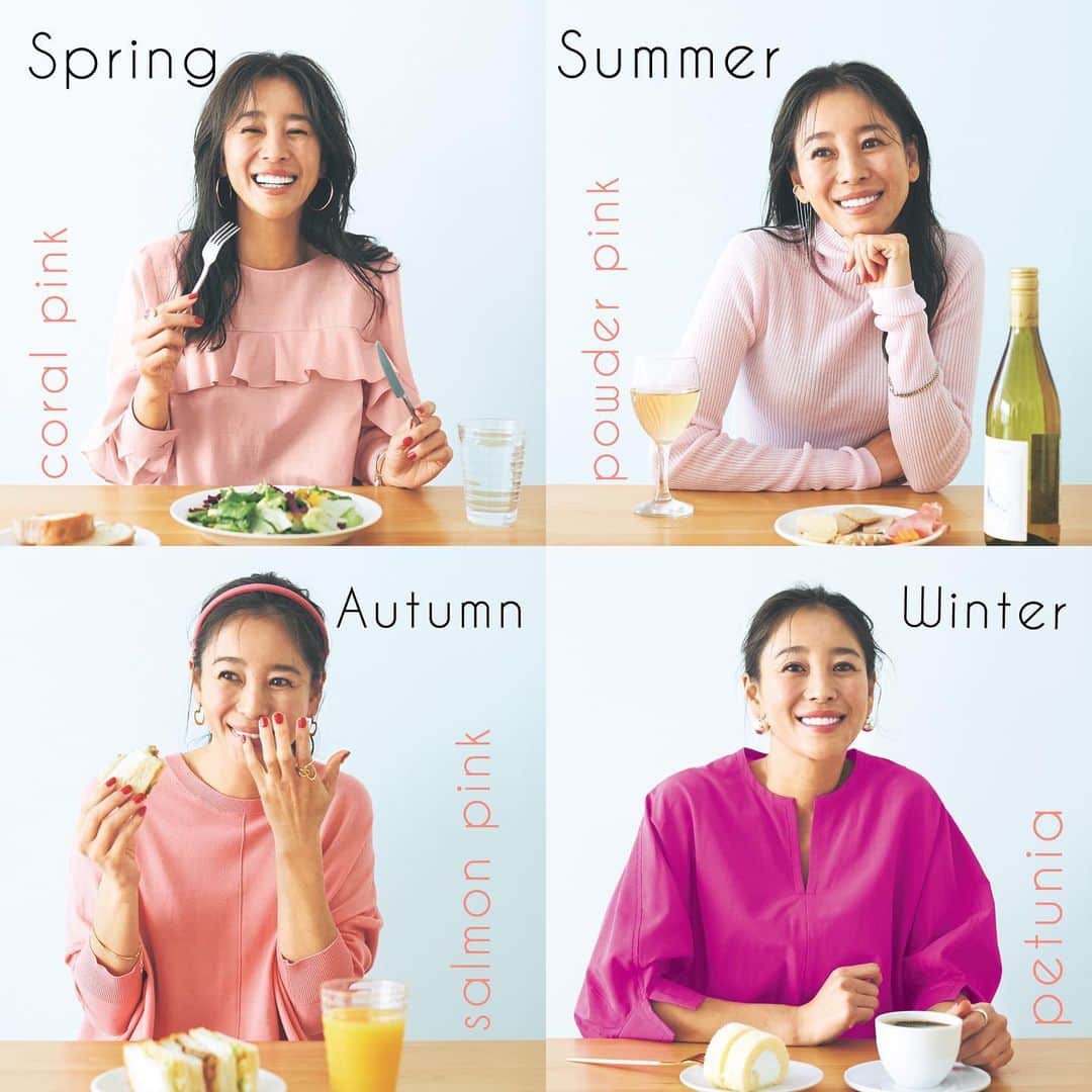 のインスタグラム：「【 自分に似合うピンクが気になる方は コメントに❤️ください！】 保存しておくとwishlistとして後から見返せます！  6月16日（金） 薄着を心もとなく感じる40代にとって、 ワンツーコーデで、いかに効果的な 組合わせができるかが夏のオシャレの要。  「パーソナルカラー診断」を基準にすれば、 顔色が華やぎ、心もとなさも一蹴できる カラーファッションが叶います！  タイプ別、顔映えも好感度も狙える トレンドピンクとは・・・？  ＜Spring＞ コーラルピンク…持ち味の可愛らしさを引き立てる彩度の高いピンク  ブラウス #アルアバイル #allureville  ピアス、バングル ともに #アビステ #abiste  リング #マリハ #mariha   ＜Summer＞ パウダーピンク…青みがかったパウダーピンクなら透明感が引き立ち輪郭もスッキリ  ニット #マイストラーダ #mystrada  片耳イヤカフ #インムード #inmood  ブレスレット #ウノアエレ #unoaerre   ＜Autumn＞ サーモンピンク…黄味のあるオレンジベースが血色を増して華やかな雰囲気に  ニット #アンフィーロ #unfilo  カチューシャ #アレクサンドルドゥパリ #alexandredeparis  ピアス #ズットホリック #zuttoholic  ブレスレット　#エネーダ #eneida  リング #ココシュニック #cocoshnik   ＜Winter＞ ぺチュニア…果実のようなピンクが色素をはっきりさせて肌のツヤ感もアップ  ブラウス #レリタージュマルティニーク #lhéritagemartinique  ピアス #ズットホリック #zuttoholic  リング #ココシュニック #cocoshnik   ※STORY 6月号P81掲載の商品です。お問い合わせはお控えください。  #パーソナルカラー診断 #ピンク #夏コーデ #40代ファッション #40代コーデ  撮影／須藤敬一  モデル/大桑マイミ[身長:166cm]  ヘア・メーク／陶山恵実〈ROI〉  スタイリスト／MaiKo yoshida 取材／西村絵津子  監修／小仲志帆」