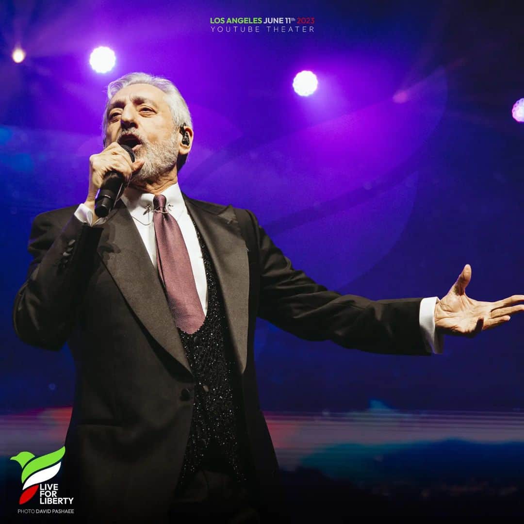 のインスタグラム：「"Joining voices for a common goal Freedom of Iran! 🎤✨ Honored to have @Ebi perform at the Live for Liberty benefit concert, using the power of music to ignite change and spread love. Let's unite and make a difference together! 🤍🕊🌍」
