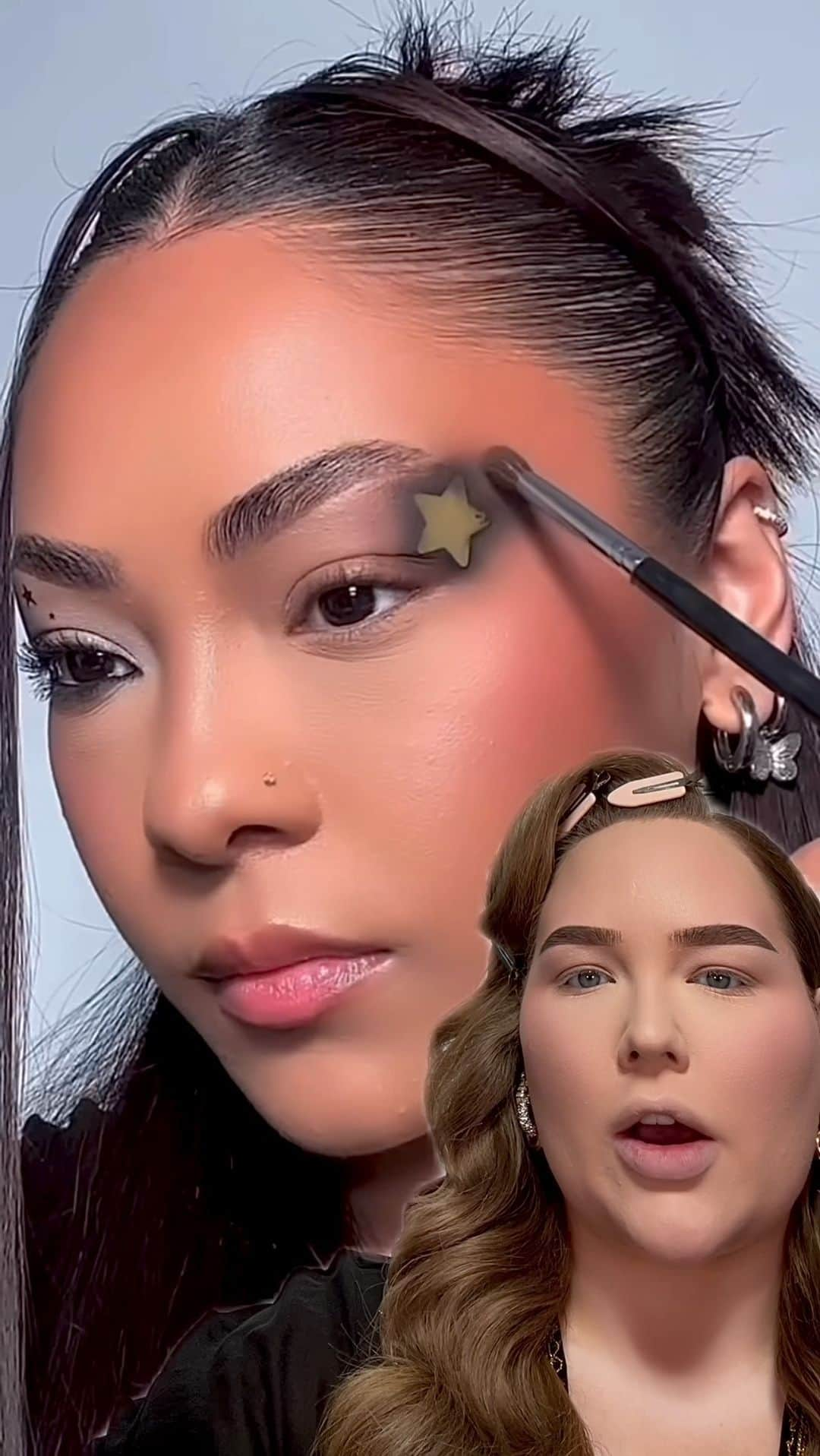 NikkieTutorialsのインスタグラム：「using stickers as makeup stencils?! 🤐⭐️」