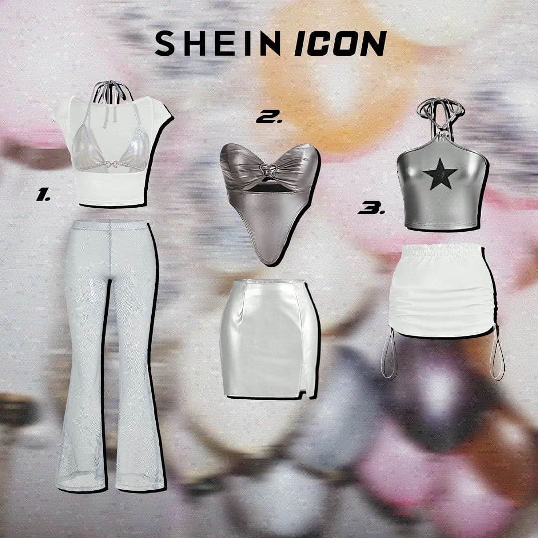 SHEINのインスタグラム：「ICONs always find the silver lining 🔥 Which look are you making metallic moves in? 👇  🔎16730055 17001534 17062743 16873856 17326302  #SHEINICON」
