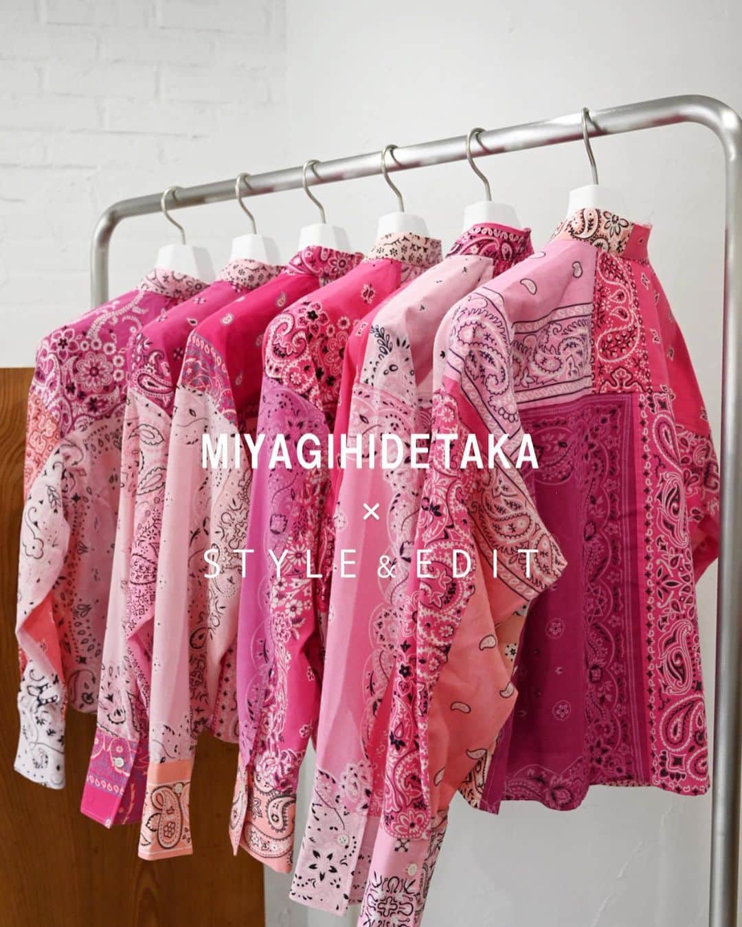 のインスタグラム：「6/23(fri.)Release  MIYAGIHIDETAKA × STYLE&EDIT “BANDANA Collection”   シーズンを設けることなく自身が着たいモノ、作りたいモノを不定期に発表していくMIYAGIHIDETAKA @miyagi_hidetaka とのコラボレーション第二弾。   今回はMIYAGIHIDETAKAのアイコンでもあるユーズドのバンダナを再構築。カシュクールシャツとしても着用可能な２WAYシャツと、旅を連想させる風呂包みからインスピレーションを受けたバッグをラインナップ。STYLE&EDIT限定デザインで、すべて1点ものです。  MIYAGIHIDETAKA × STYLE&EDIT  ◯BANDANA SHIRT ¥47,300 　カラー：PINK ◯BANDANA BAG ¥20,900 　カラー：PINK/RED/YELLOW/ORANGE  　※ORANGEはオンライン限定  2023年6月23日(金)発売  ■展開店舗：日本橋・新宿・玉川・横浜・大阪・京都 ■オンライン：タカシマヤファッションスクエア　@tfs_fashion_official   ※ 色、柄、風合いは一点一点異なります。 ※ お一人様1点のみお買い上げいただけます。 ※タカシマヤファッションスクエアでは2023年6月23日(金)10時より販売 ※数に限りがございます。品切れの節はご容赦くださいませ。  #styleandedit  #takashimaya  #miyagihidetaka」