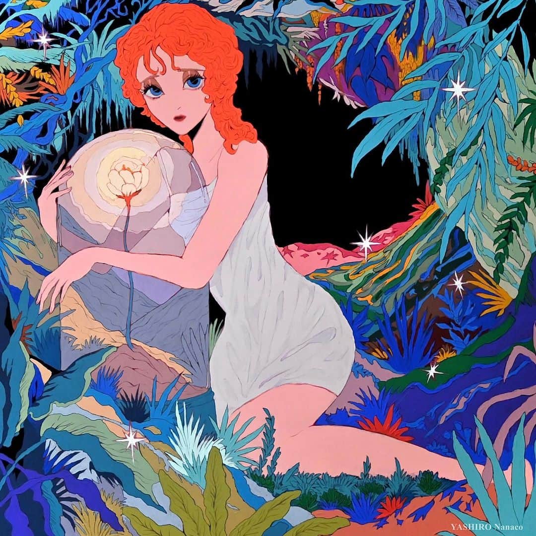 八館ななこのインスタグラム：「gouache on canvas キャンバスにアクリルガッシュ」