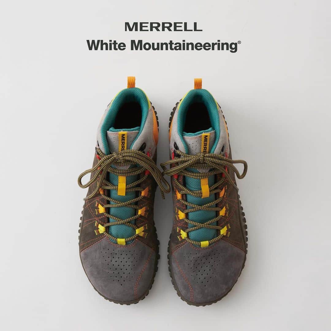 のインスタグラム：「_  White Mountaineering × MERRELL Release on Tomorrow!  White Mountaineering × MERRELL SNEAKER "WRAPT MID WATERPROOF" ￥28,600（Tax in）  #whitemountaineering #merrell #wraptmidwaterproof #barefootshoes」