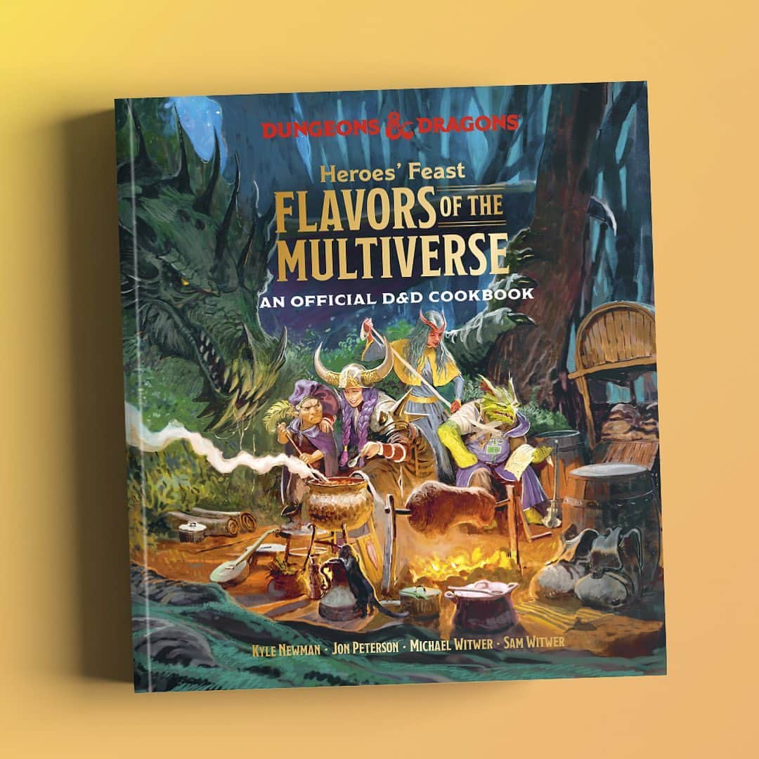カイル・ニューマンのインスタグラム：「Cover reveal!! Make that TWO covers because an exclusive Barnes & Noble edition is coming too. HEROES’ FEAST: FLAVORS OF THE MULTIVERSE — the sequel to our New York Times bestselling cookbook — arrives November 7th. This book takes you on a culinary journey though the #dungeonsanddragons multiverse, visiting the Forgotten Realms, Krynn, Realmspace, Sigil, the Shadowfell, the Feywild & more. Preorders are up now!」