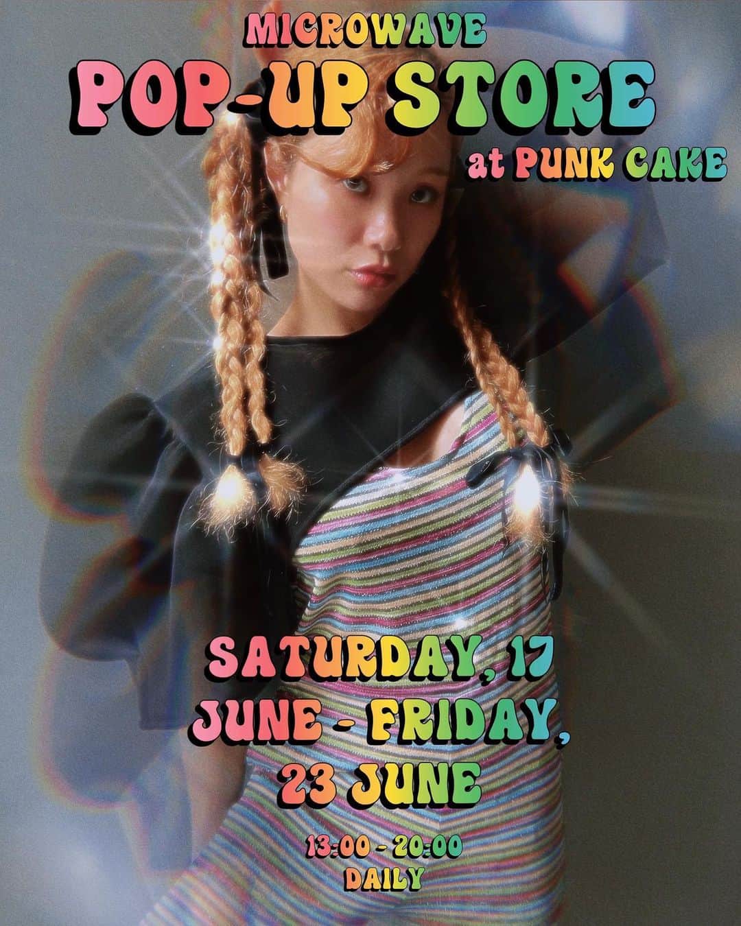 PUNK CAKEのインスタグラム：「✨🪩microwave POP-UP🪩✨ 明日からマイクロウェーブのポップアップスタートです❣️ 丸1年ぶりのポップアップをまたパンクケイクとして携わる事ができて嬉しいです🌟 期間中はマサもミッキもいるのと 僕も混み合ってなければお手伝いでいると思います！ ご来店お待ちしております☆  ⚠️microwaveの商品や通販などのお問い合わせに関しては全て @microwave_online までお願い致します🙏  イベントスペースが広くない為 混雑時はフィッティングの点数制限などあるかも知れませんが 皆さまご協力お願い致します🙏  @microwave__official POP-UP 6/17(sat)-23(fri) 13:00-20:00  @punk_cake POP-UP 6/25(mon)-7/2(sun) 13:00-20:00  Address  東京都目黒区鷹番3-4-10 SUN HOUSE 2A」