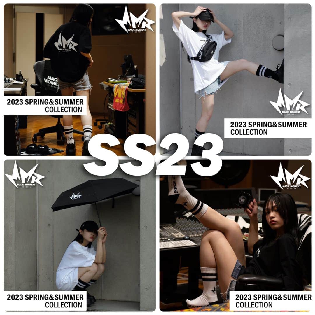のインスタグラム：「『MMR 2023 SPRING&SUMMER』 モノトーンを基調としたCOLLECTIONを公開！  日常に”MAGIC MOMENT RECORDS”を！  【ITEM】 ◆MMR LOGO TOWEL (BLACK)　¥2,000 ◆MMR LOGO TEE (WHITE)　¥4,800 ◆MMR LOGO TEE (BLACK)　¥4,800 ◆MMR 2-PAC SOX (BLACK/WHITE)　¥3,600 ◆MMR FOLDABLE UMBRELLA　¥4,200 ◆MMR BODY BAG　¥6,800  ※All Tax in  【販売開始】 6月16日(金) 20:00～6月25日(日) 23:59まで  【商品のお届け】 8月上旬より順次発送予定  【TV ASAHI MUSIC ONLINE STORE「MAGIC MOMENT RECORDS」】 プロフィール欄のリンクから、公式サイトのニュースへお進みください  URL https://tvamstore.com/sp/shop.asp?cd=350 ※スマホ、PC共通  #hankun #magicmoment #mmr」