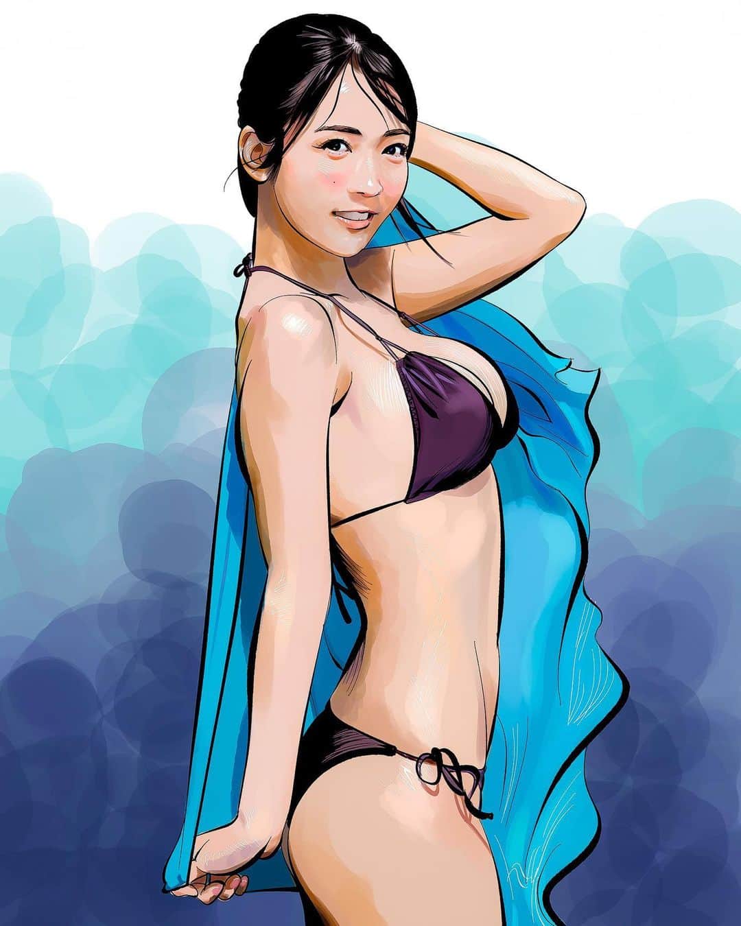 てらりんさんのインスタグラム写真 - (てらりんInstagram)「『天羽希純さん(@amaukisumi )』  #イラスト #アイドル #2i2 #グラビアイドル #天羽希純 #illustration #portrait #art #drawing #popidol #bikinimodel #kisumiamau」6月16日 21時06分 - terarin08