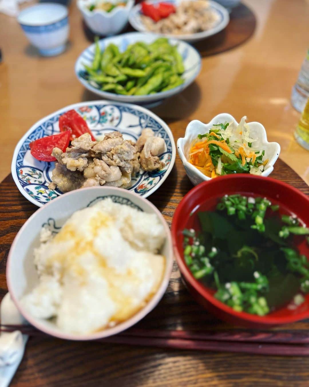 星那美月さんのインスタグラム写真 - (星那美月Instagram)「夜ご飯昨日の夜から下準備してた😚  ✔︎豚の生姜焼き ✔︎ソムタム ✔︎もずくとワカメのスープ ✔︎とろろご飯  ##dinner #おうちごはん」6月16日 21時23分 - mitsukihoshina