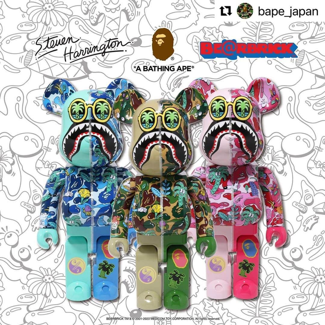 MEDICOM TOYさんのインスタグラム写真 - (MEDICOM TOYInstagram)「#Repost @bape_japan with @use.repost ・・・ BAPE® X Steven Harrington X MEDICOM TOY SHARK BE@RBRICK will be releasing at BAPE STORE® and BAPE.COM on Saturday, June 17th.  @s_harrington @medicom_toy  #abathingape #bape #MEDICOMTOY #stevenharrington #BEARBRICK」6月16日 23時04分 - medicom_toy