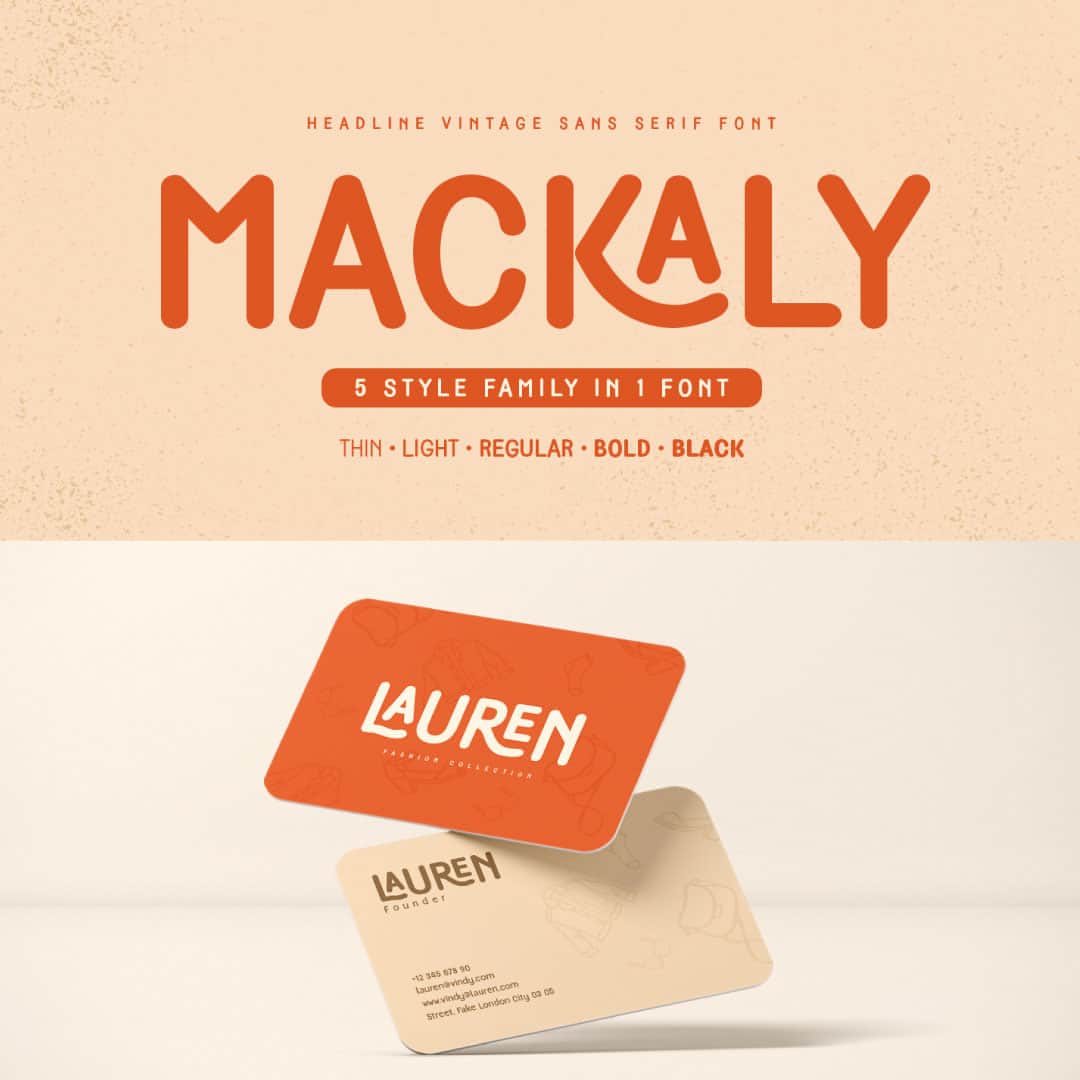 myfontsのインスタグラム：「Mackaly by Sensatype Studio is a Serif vintage font made for branding needs. With unique & vintage shapes, it adds value to your brand. It's lovely to leverage to make your designs look more vintage & unique. Shop on MyFonts 🧡💛」